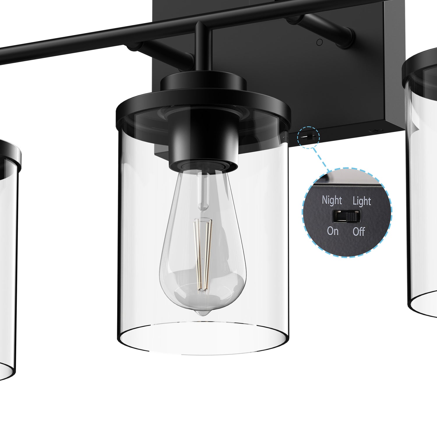 Emerson 3-Light Vanity with Motion Night Light, Matte Black