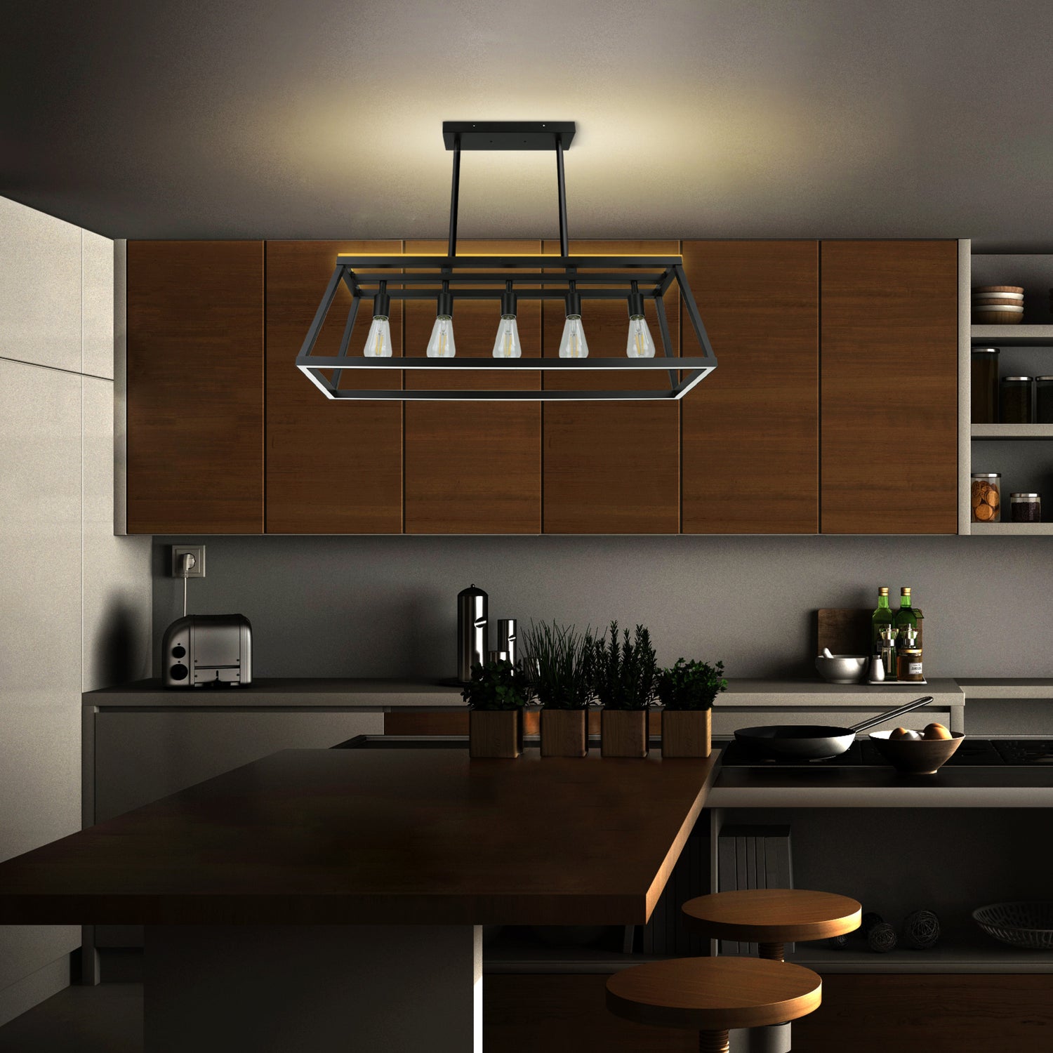 Katalyst Collection LED Decorative 5-Light Chandelier Matte Black