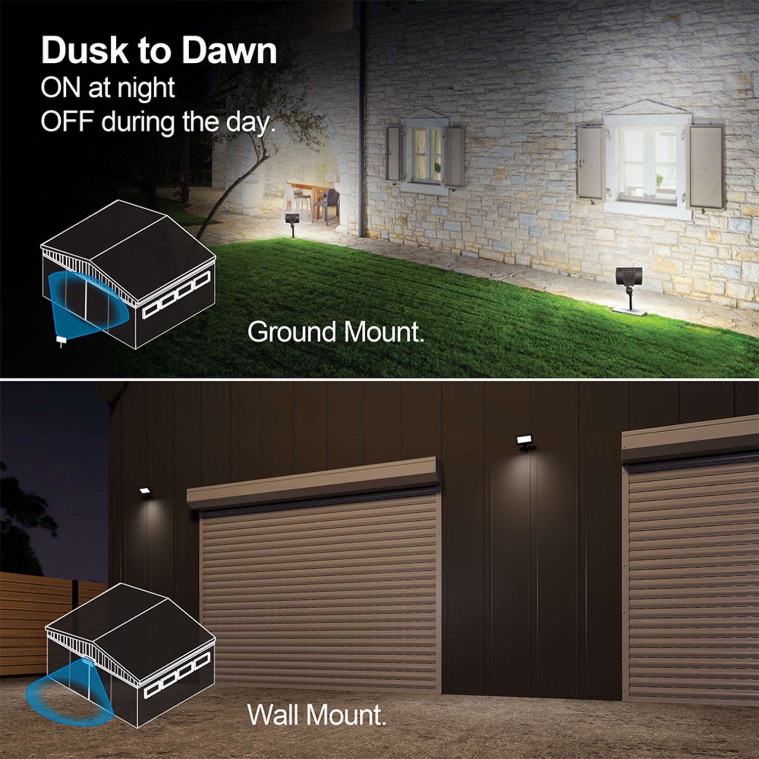 50W Cool White 4000K 5600 Lumens Bronze LED Flood Light (2-Pack)