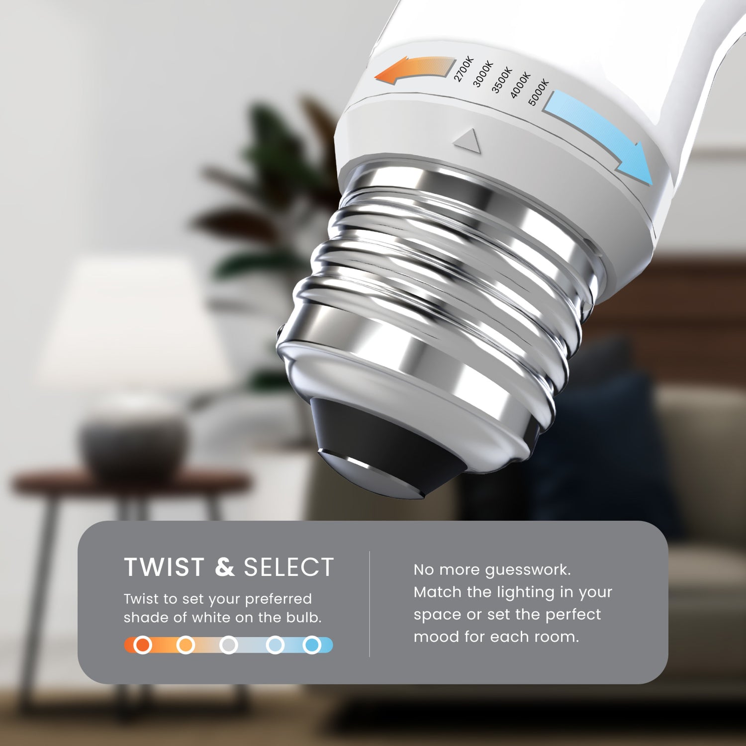 8.8W (60W Replacement) Twist to Select E26 Base A19 Frost Glass LED Bulb (2-Pack)