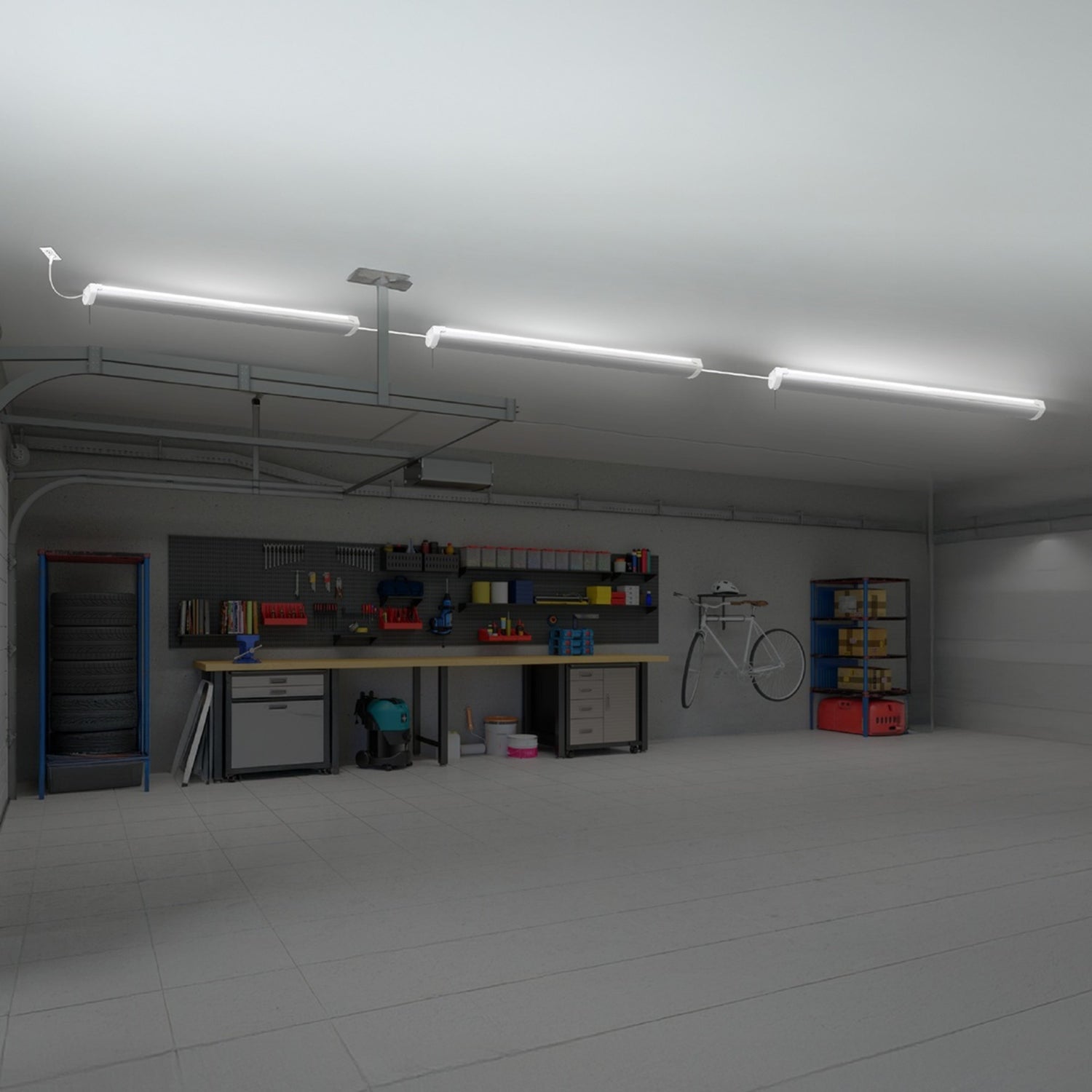 46 in. LED Cool White Motion Activated Multi-Directional Shop Light