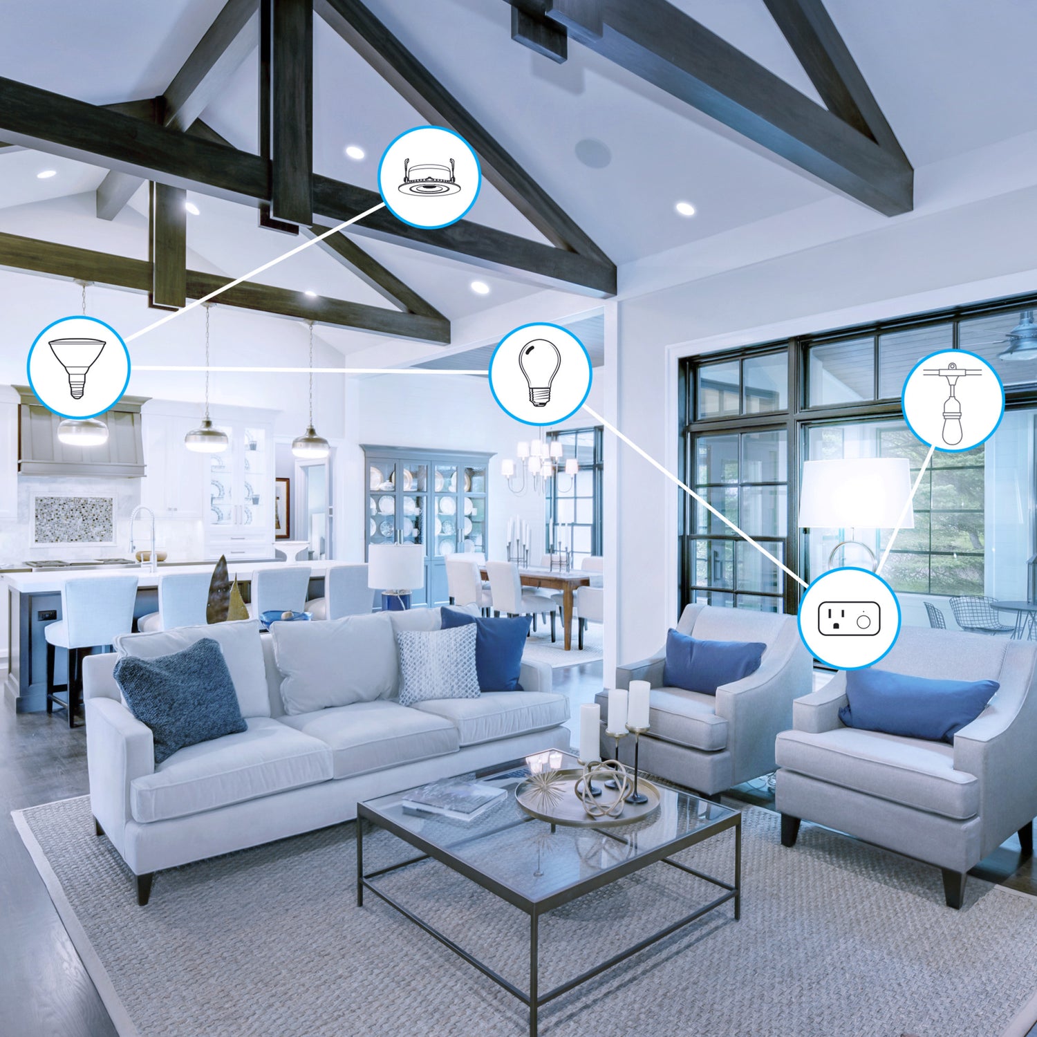7.2W (65W Replacement) Daylight (5000K) 26 Base BR30 Alexa Google Smart Wi-Fi Bulb