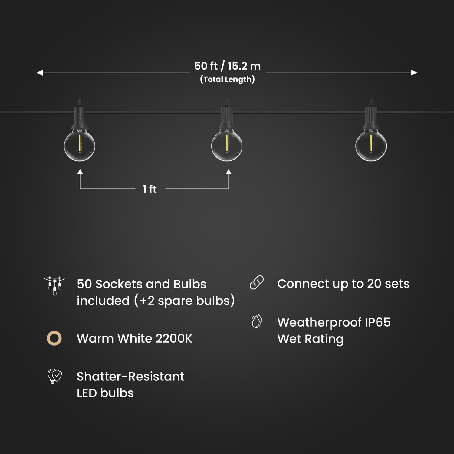 50 ft. Cafe String Lights