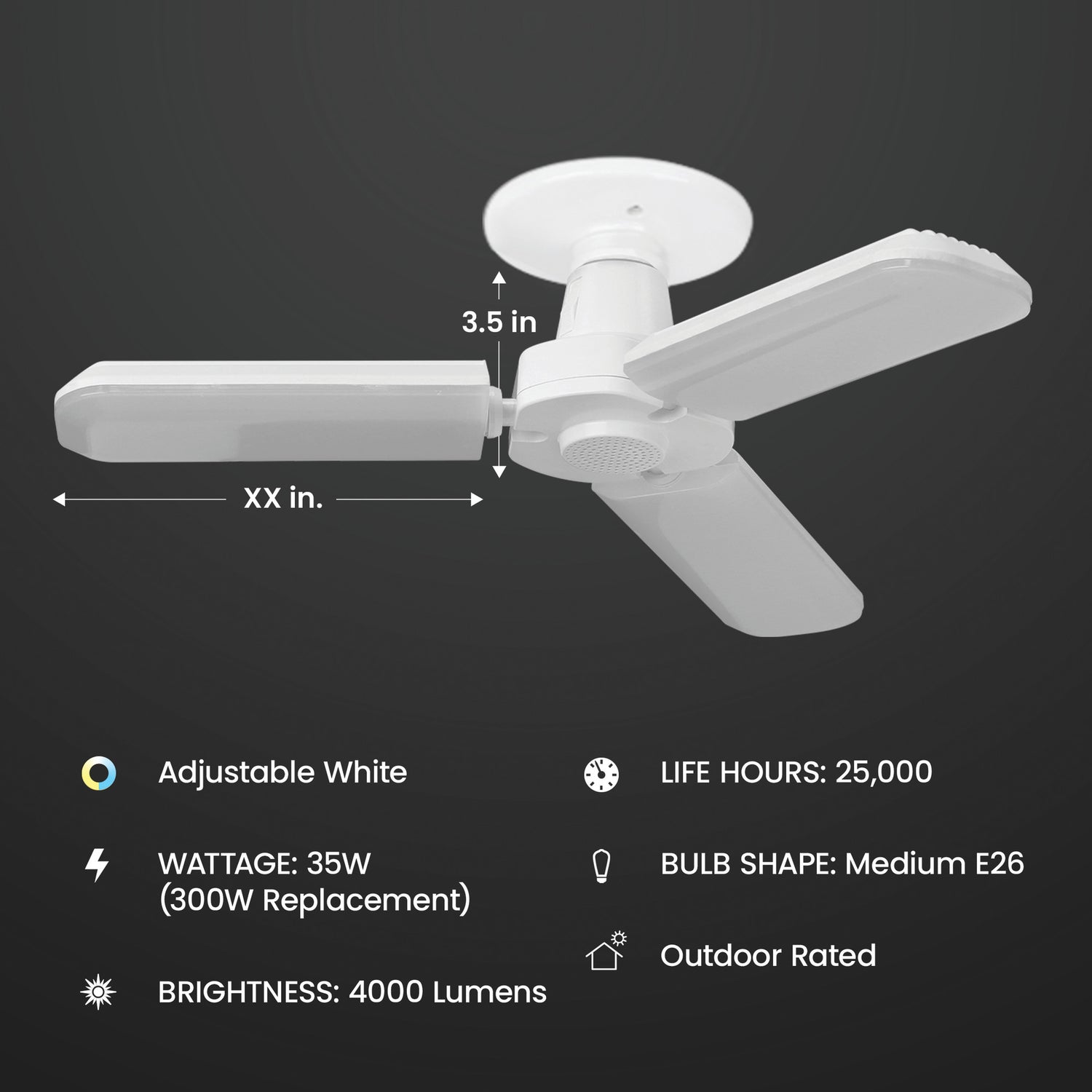 35W (300W Equivalent) Selectable White E26 Replacement LED Multi-Directional Light + Speaker