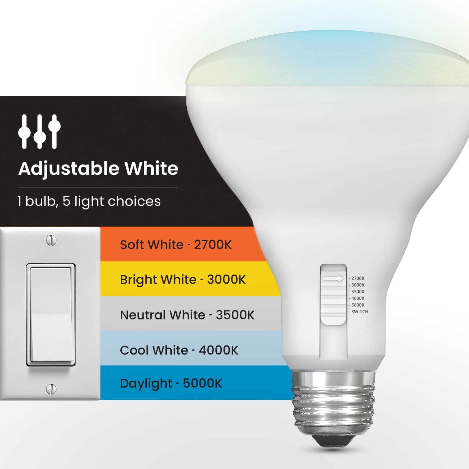 65-Watt Equivalent Dimmable BR30 Color Selectable Light Bulb (2-Pack)