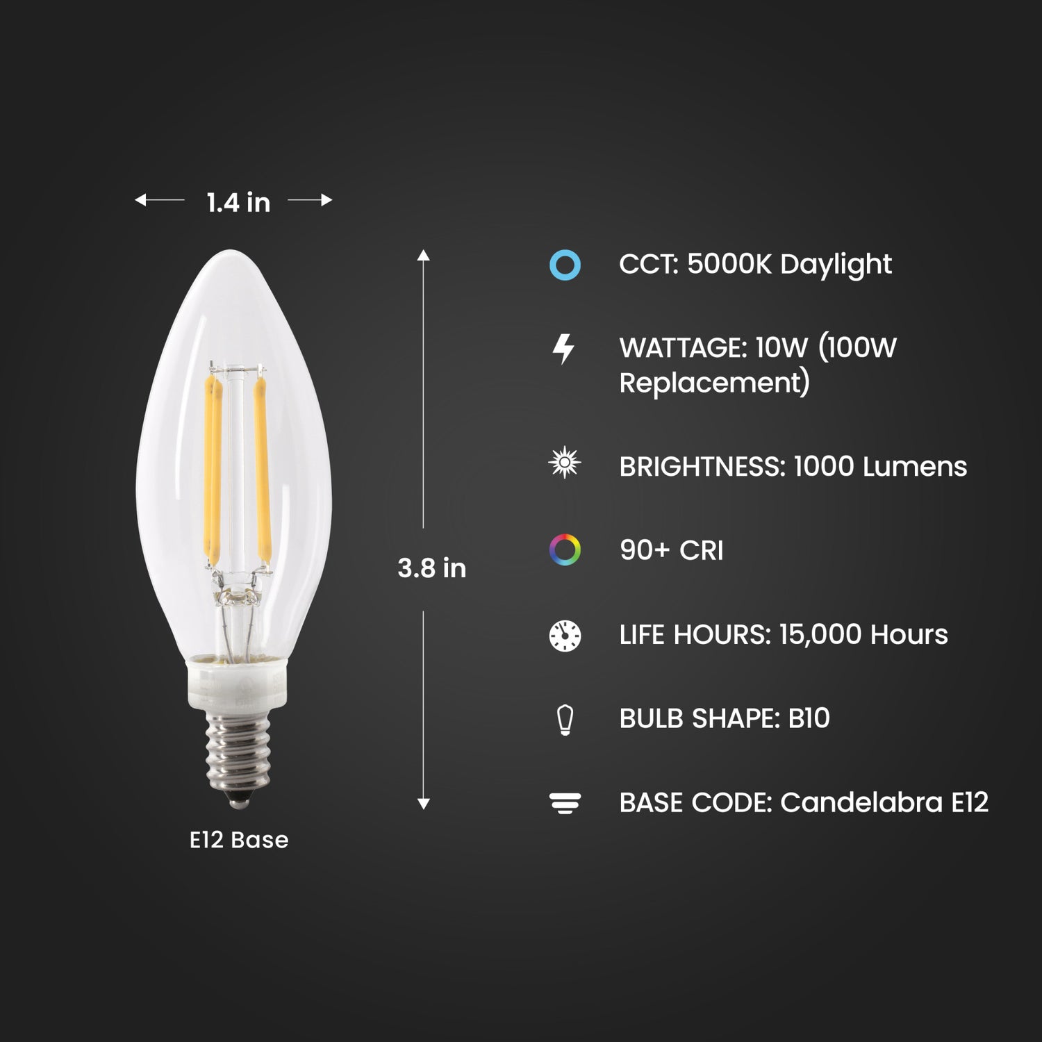 100W Replacement Blunt Tip Daylight Filament LED (2-Pack)