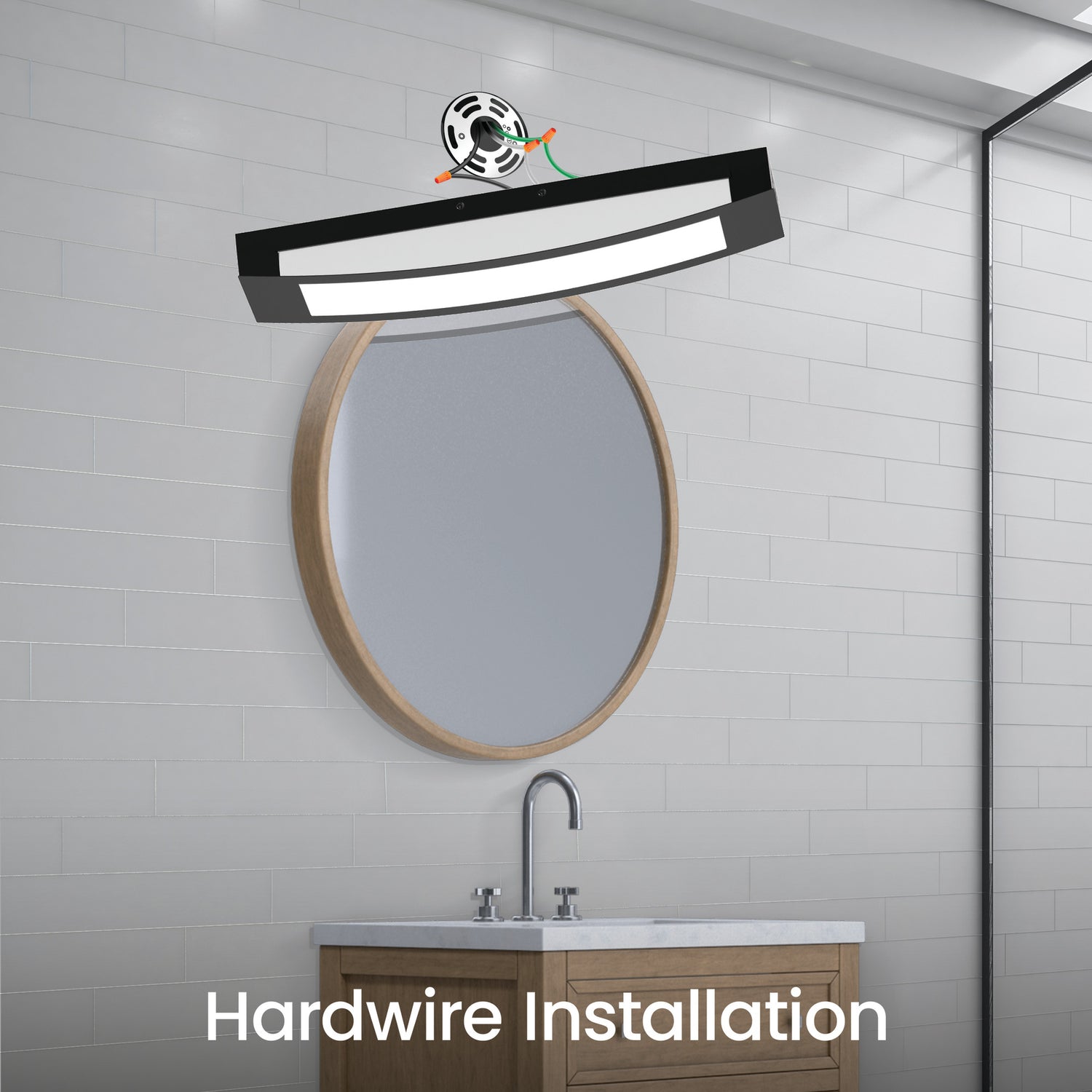 26 in. Vanity with Outlet, Black