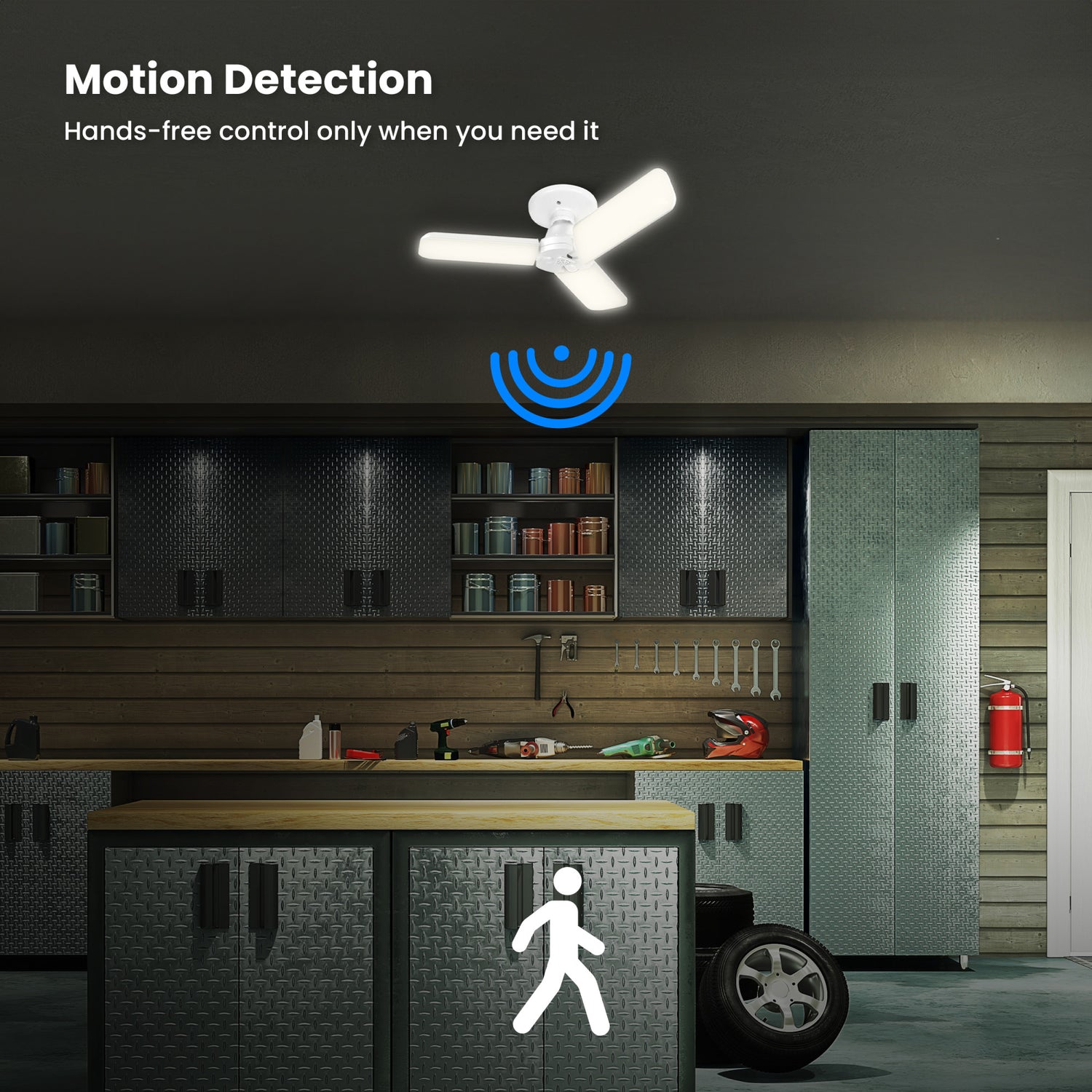 35W (300W Equivalent) Selectable White E26 Replacement LED Multi-Directional Light + Motion Sensor