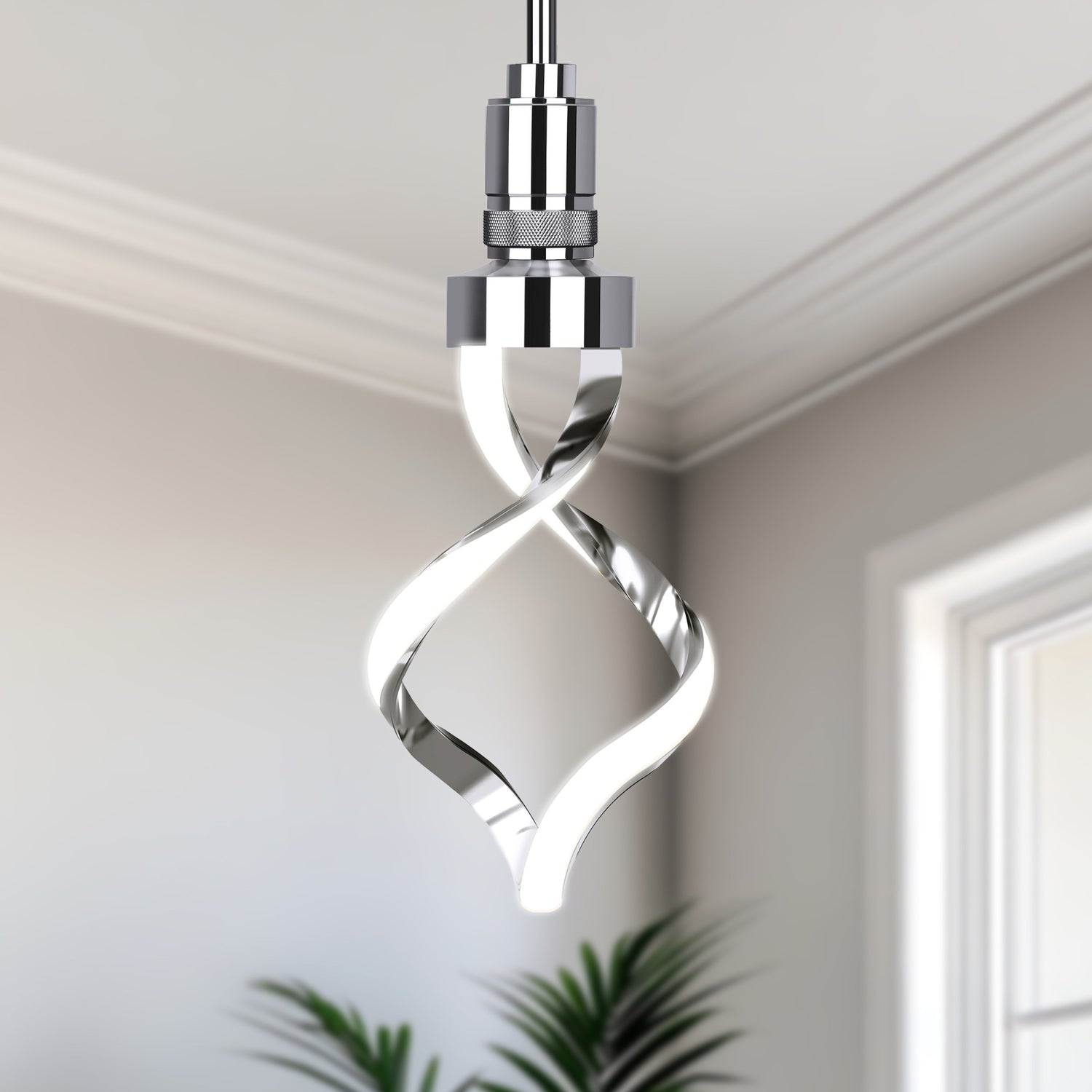5.5W Bright White (3000K) Chrome LED Helix Bulb