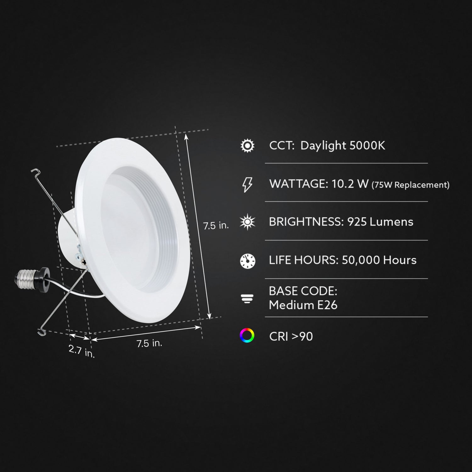 5/6 in. 75W Replacement Daylight (5000K) Baffle Trim LED Recessed Downlight (6-Pack)