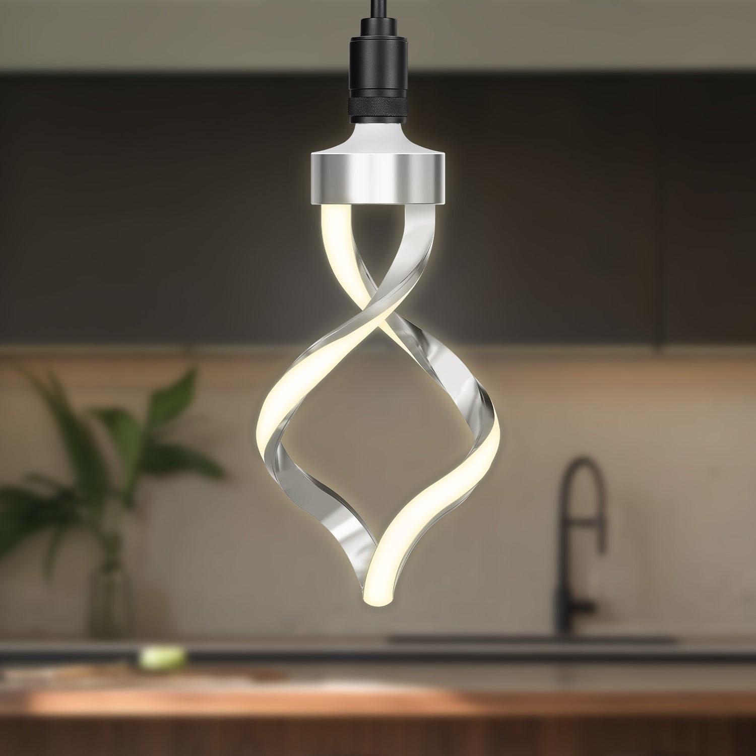 5.5W Bright White (3000K) Chrome LED Helix Bulb
