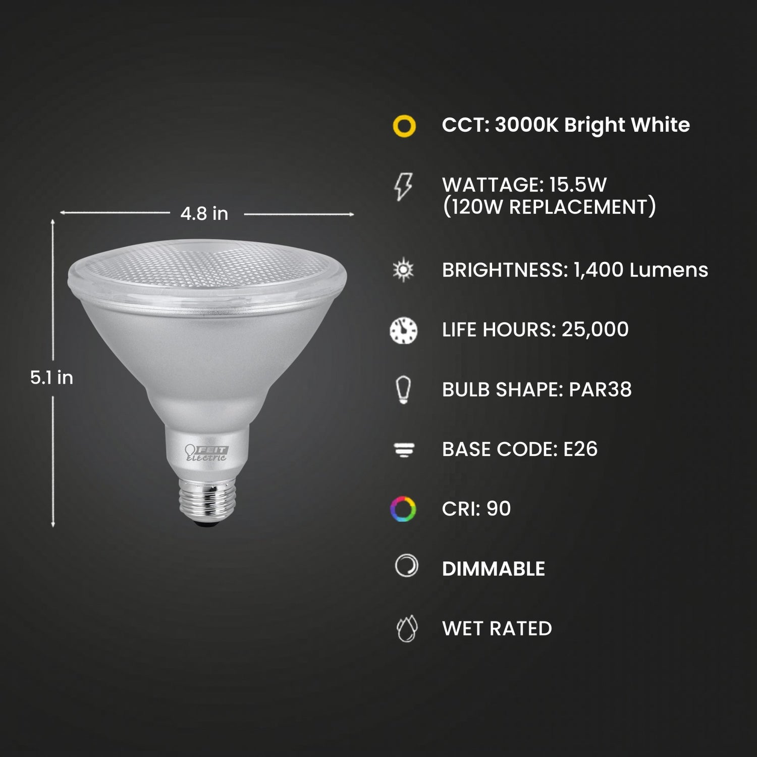 120W Replacement PAR38 Dimmable Enhance Reflector LED