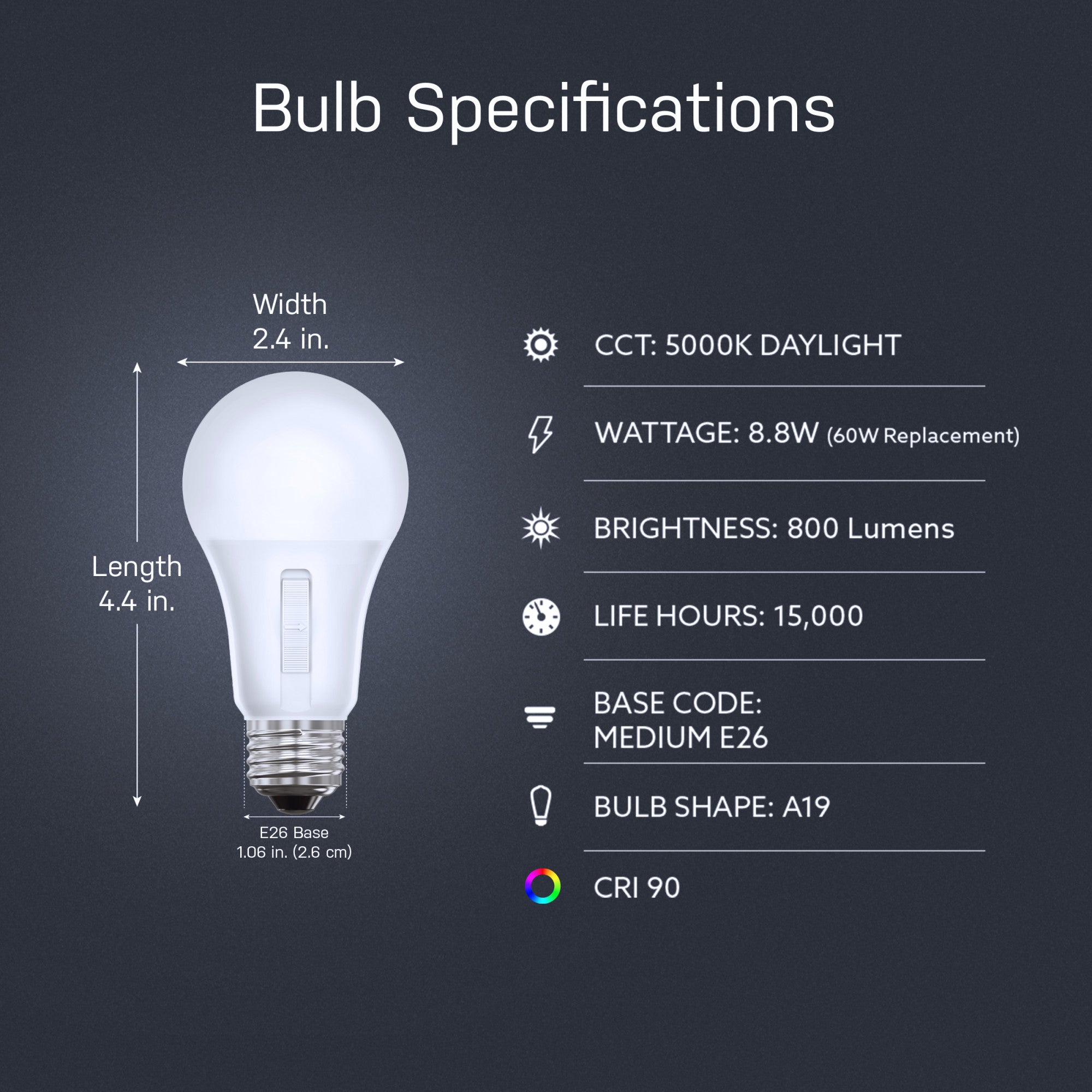 Daylightページ 8.8W (60W Replacement) Adjustable White Dusk to Dawn Outdoor LED Bulb