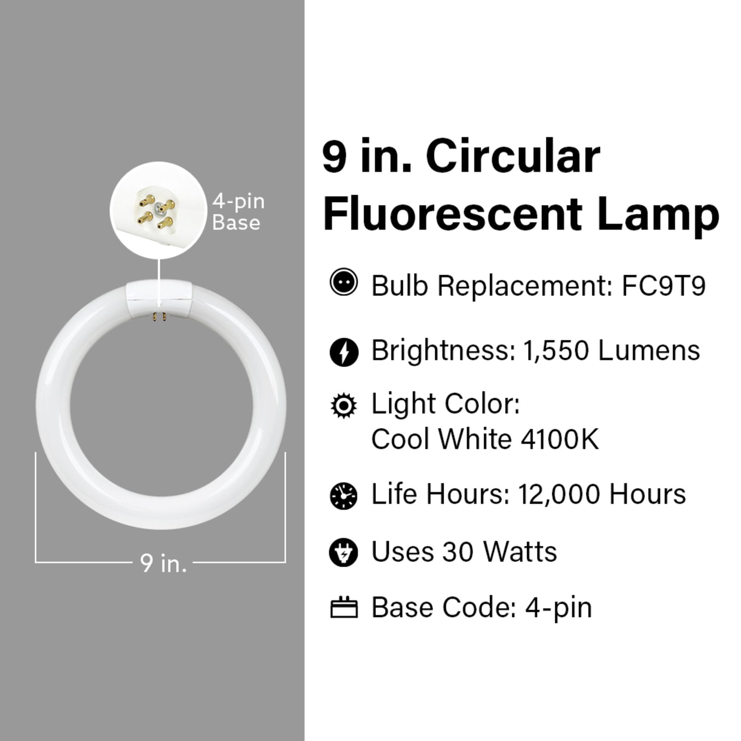 9 in. 30W Cool White (4100K) 4-Pin (T9 Replacement) Fluorescent Circular Light Tube