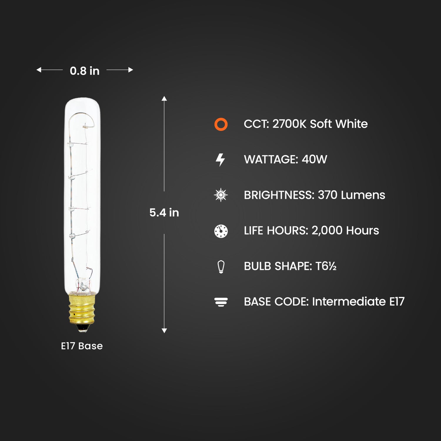 40-Watt Soft White Clear T6 1/2 Dimmable Incandescent Appliance Light Bulb