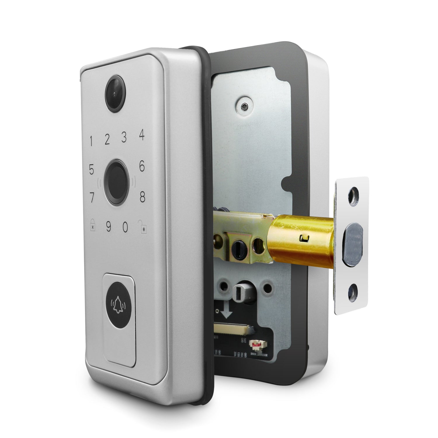Smart Door Lock with Camera Doorbell, Satin Nickel