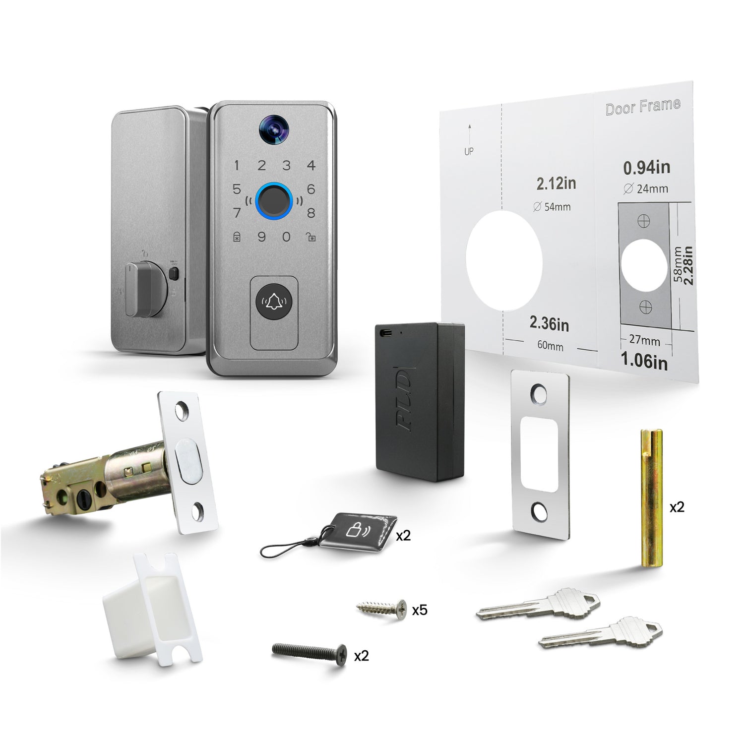 Smart Door Lock with Camera Doorbell, Satin Nickel
