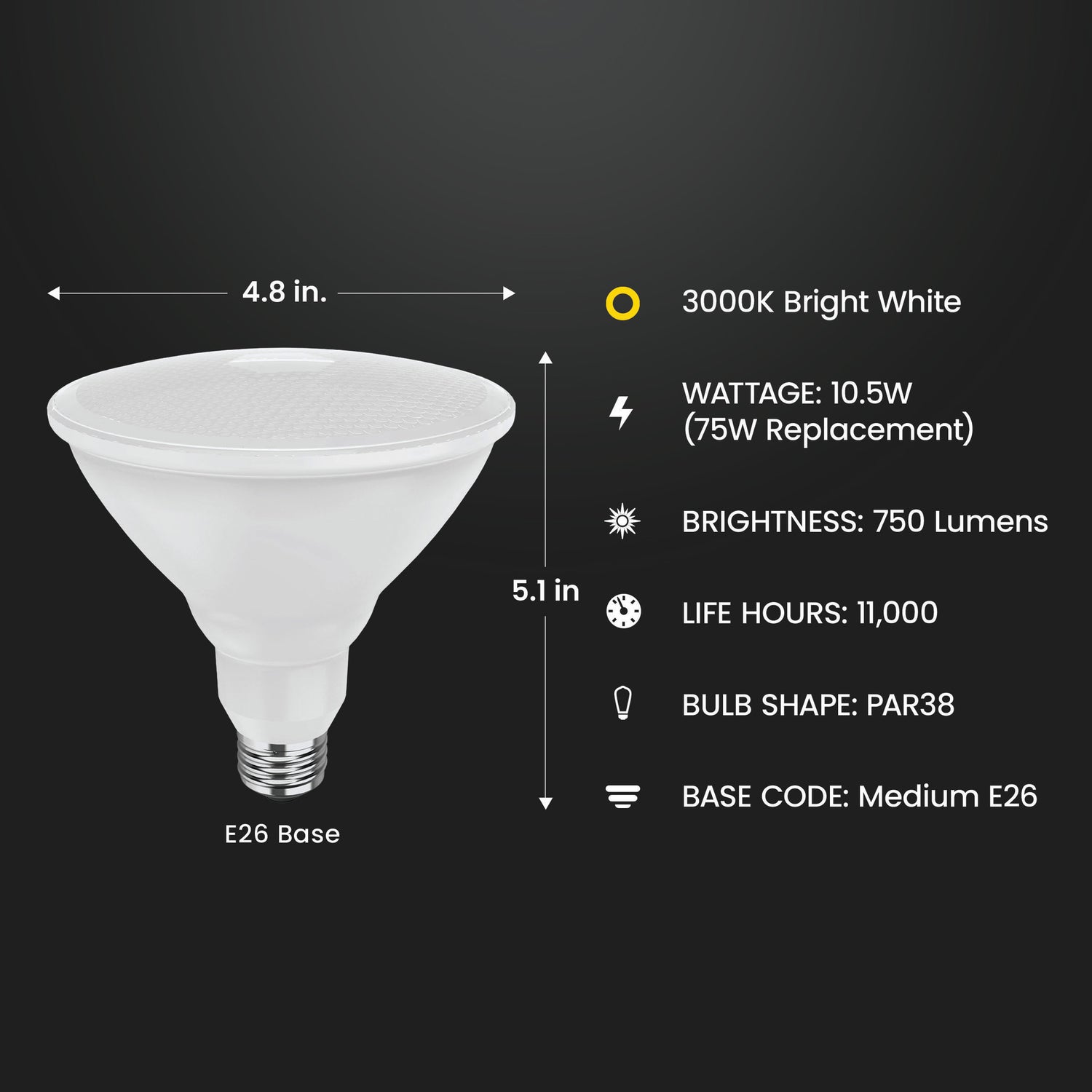 75W Replacement Bright White PAR38 Reflector LED Light Bulb (2-Pack)