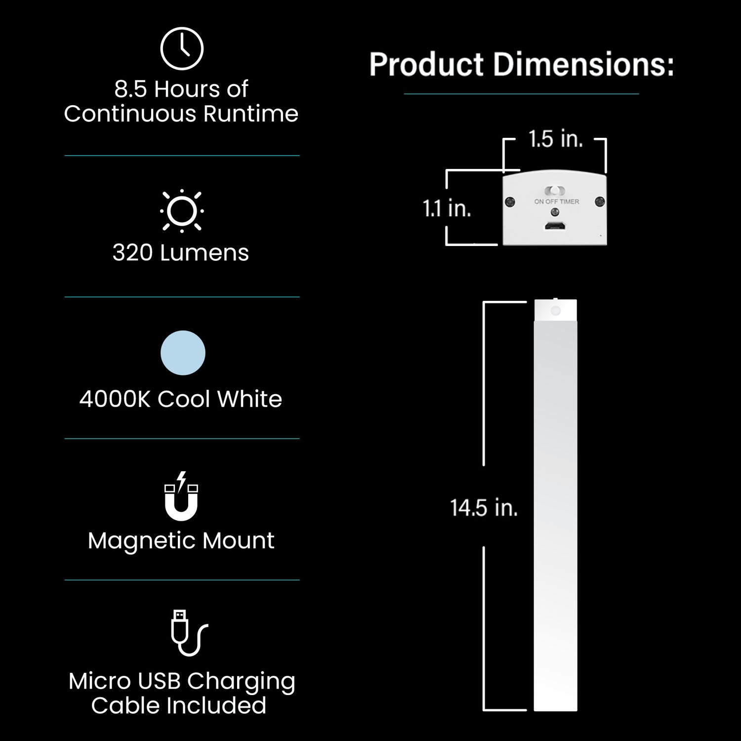 14.5 in. Rechargeable LED Under Cabinet Light