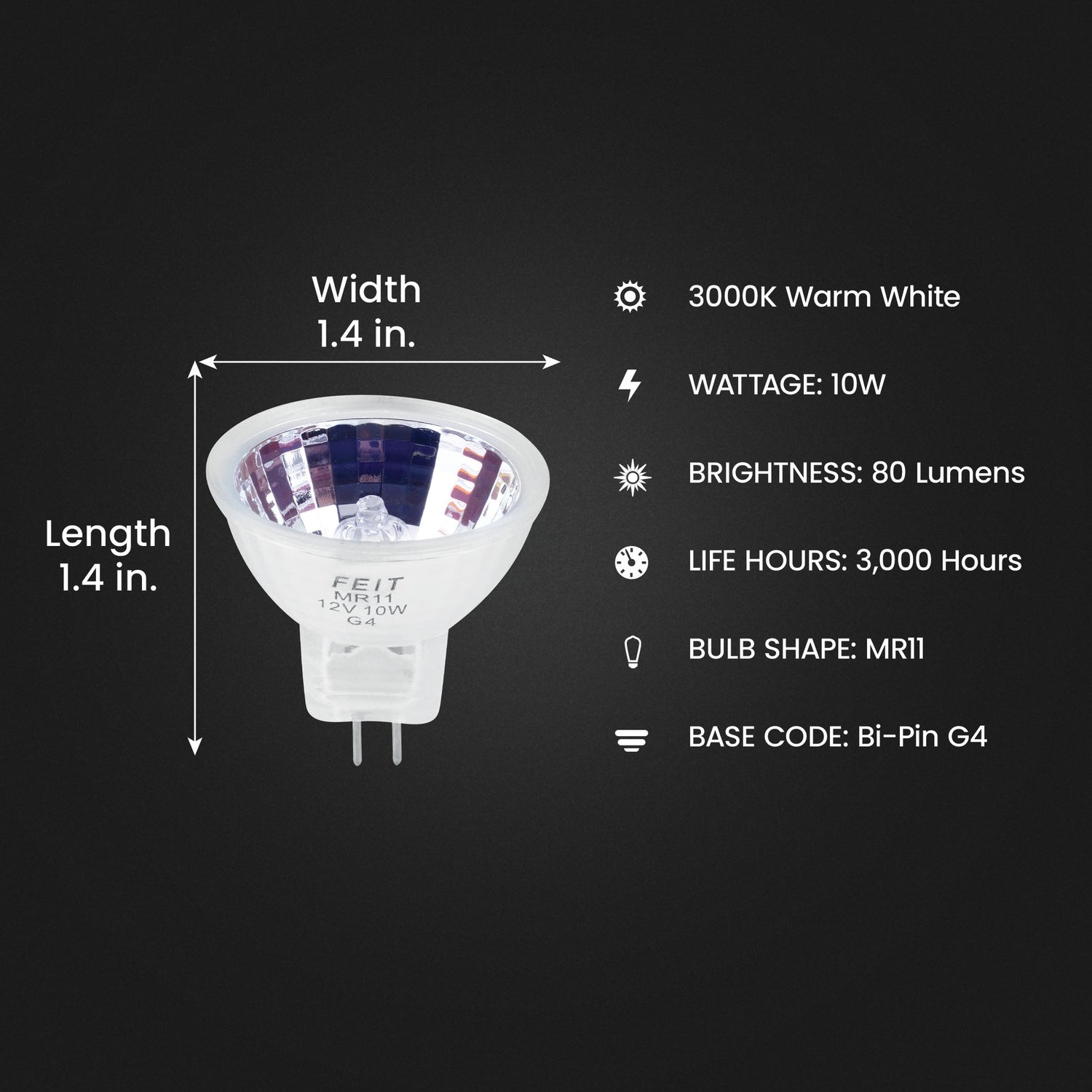 10W Warm White MR11 Dimmable Halogen Spot Reflector Light Bulb