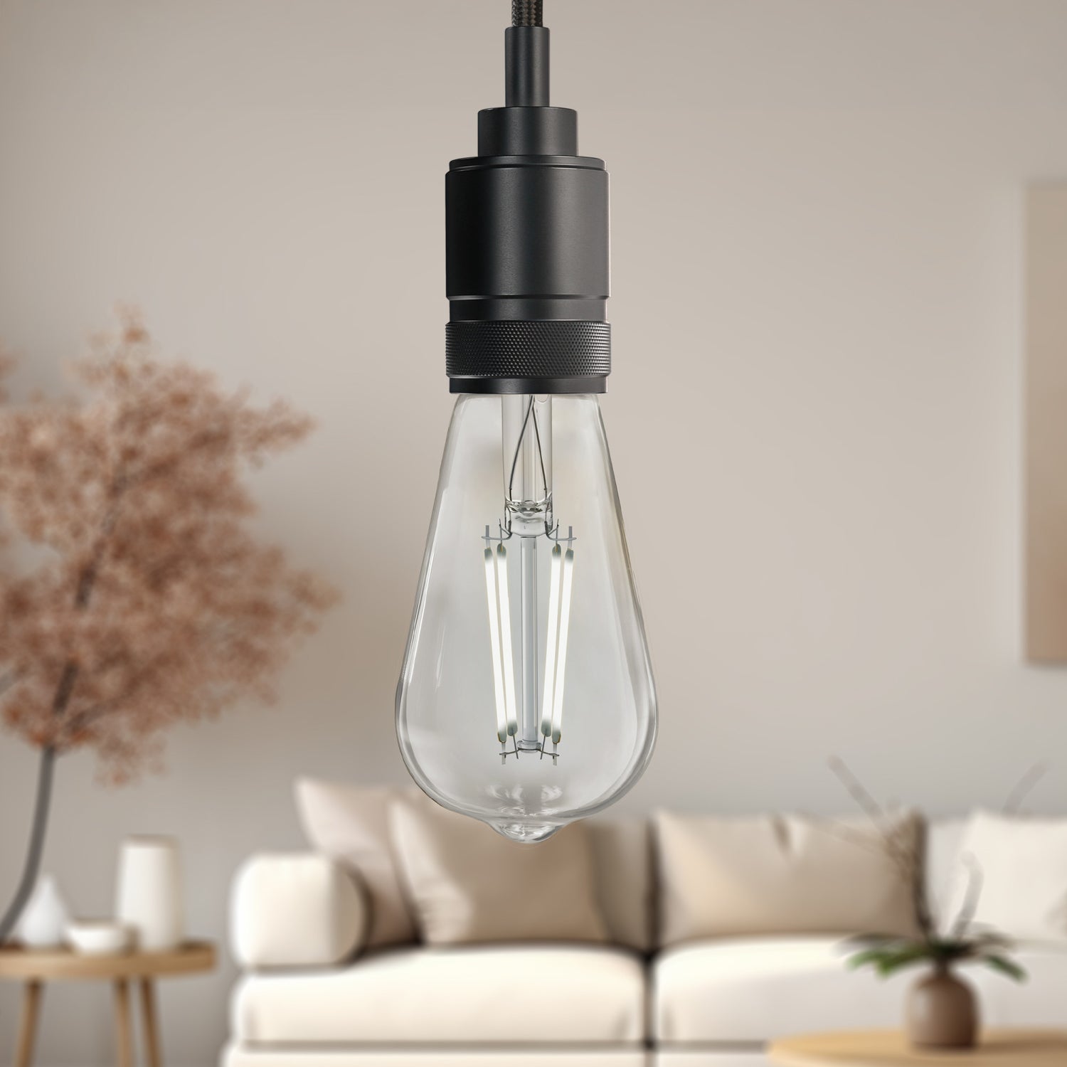 8.8W (60W Replacement) ST19 E26 Motion Activated Straight Filament Clear Glass Vintage Edison LED Light Bulb, Daylight
