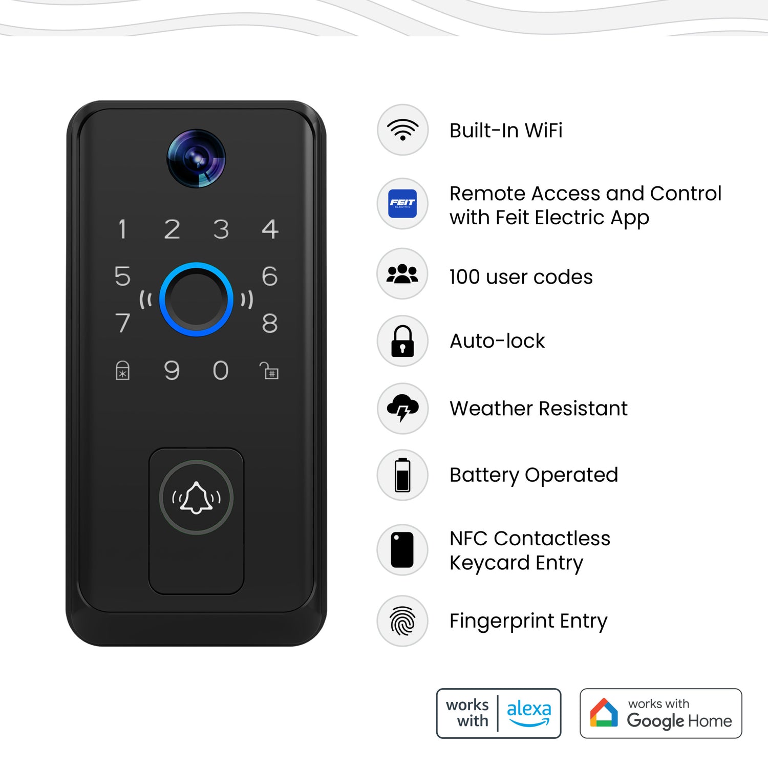 Smart Door Lock with Camera Doorbell, Matte Black