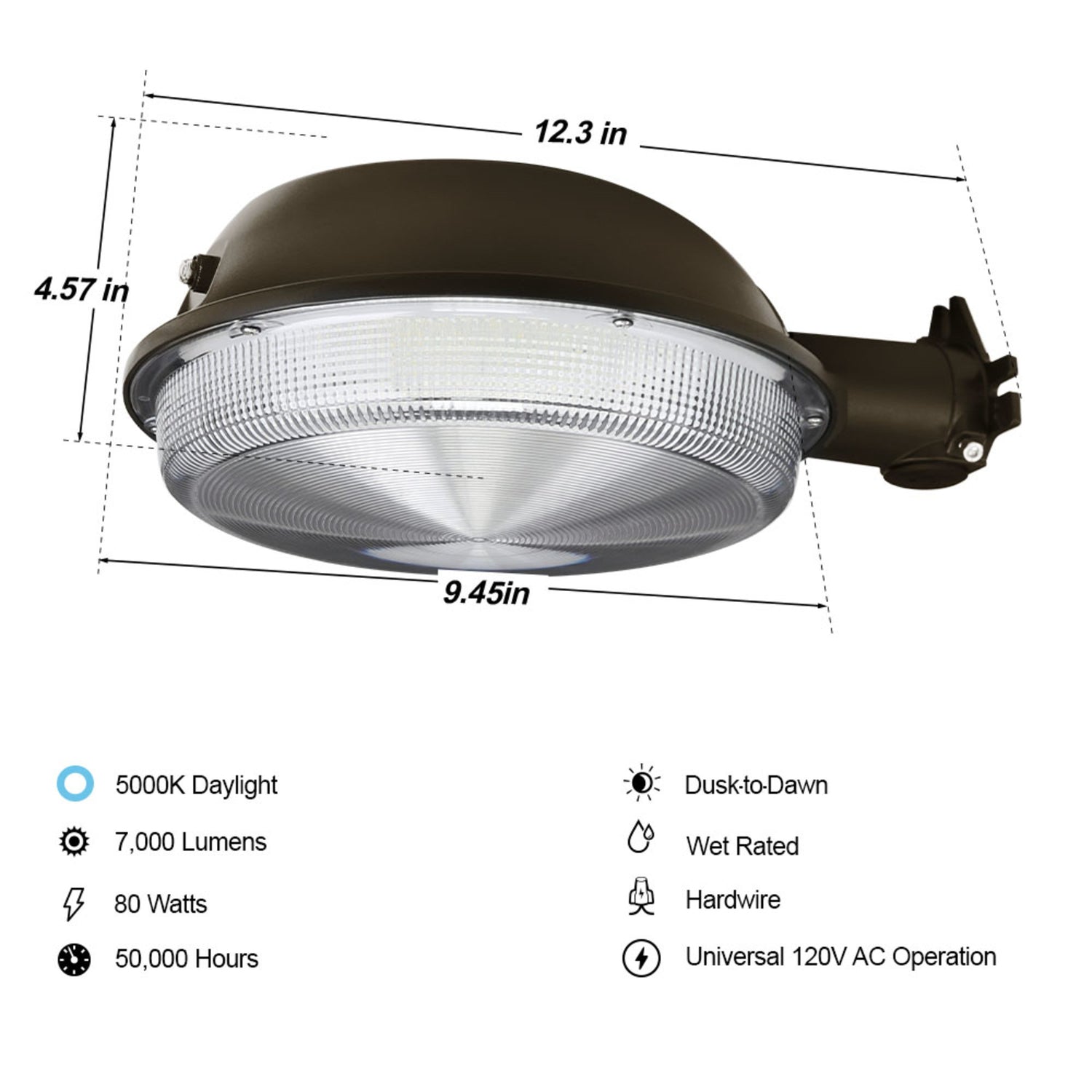 9.5 in. 80W Daylight (5000K) LED Dusk to Dawn Area Light, Bronze