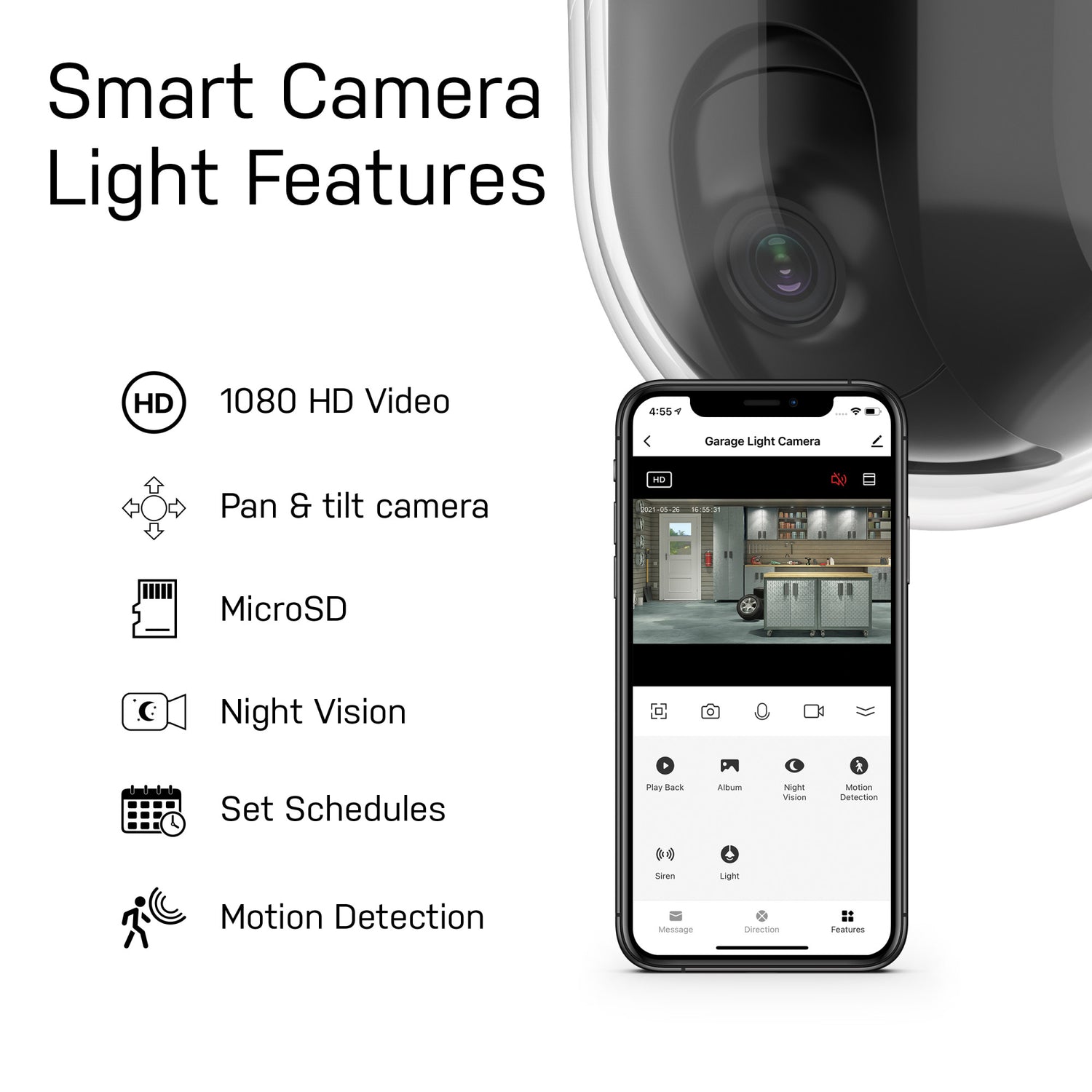 Smart Adjustable Pan Light with Camera