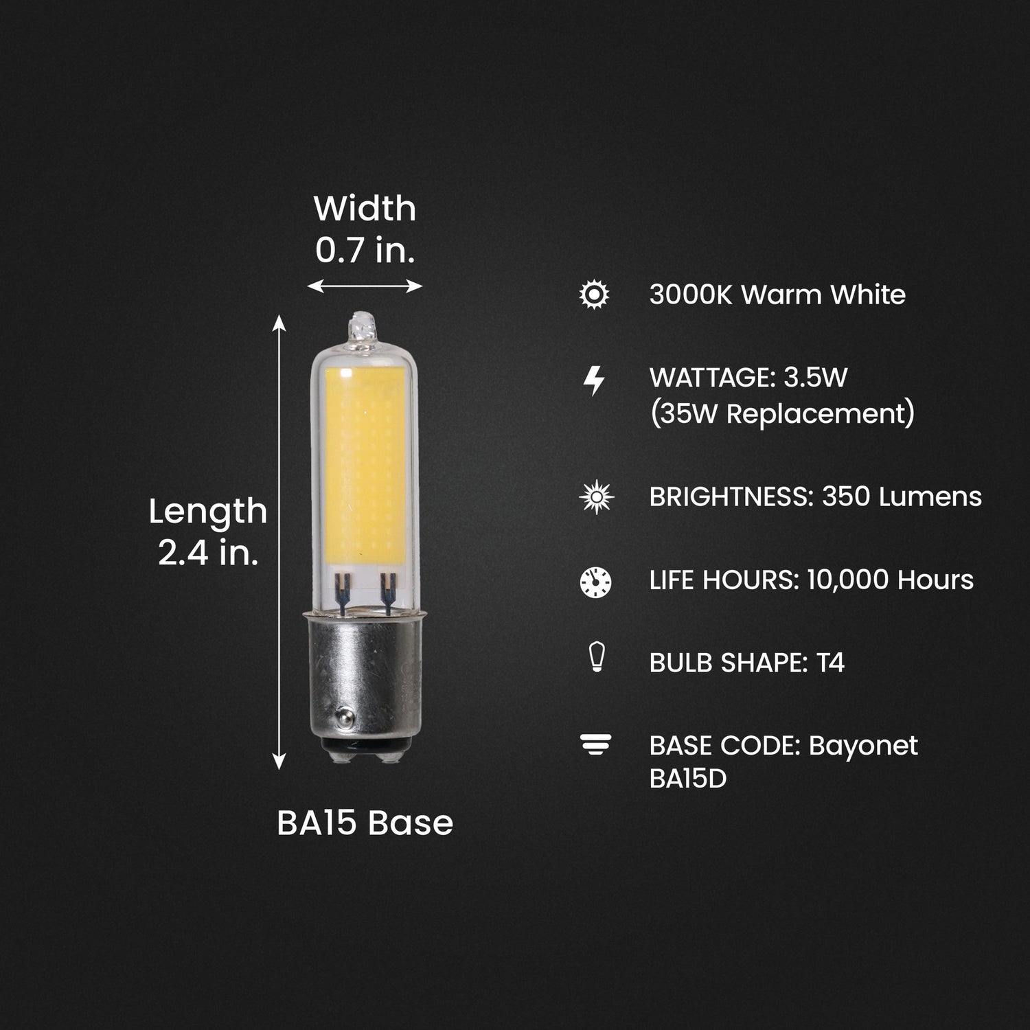 35W Replacement Dimmable BA15D Base T4 Specialty LED