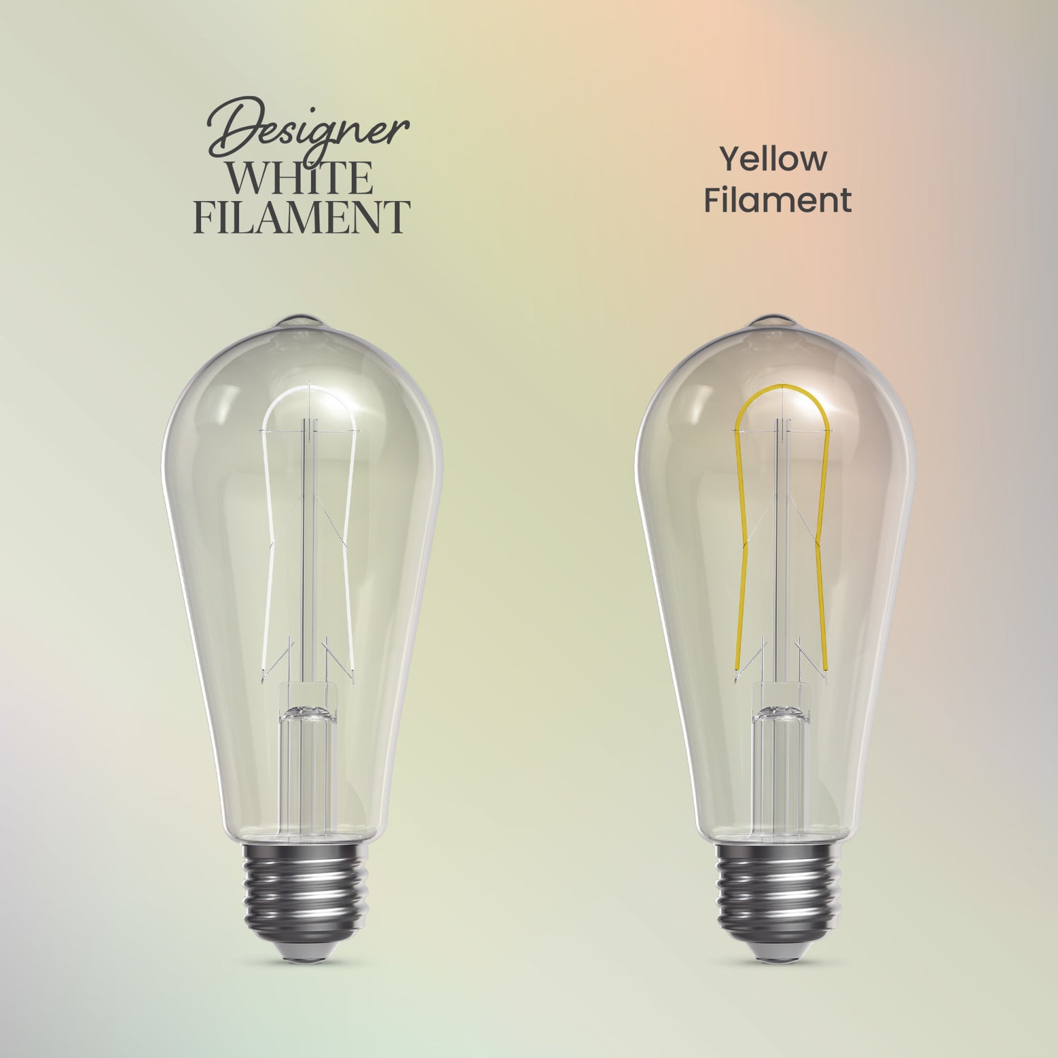 5.5W (60W Replacement) ST19 E26 Dimmable Designer U White Filament Edison LED Bulb, Daylight (2-Pack)
