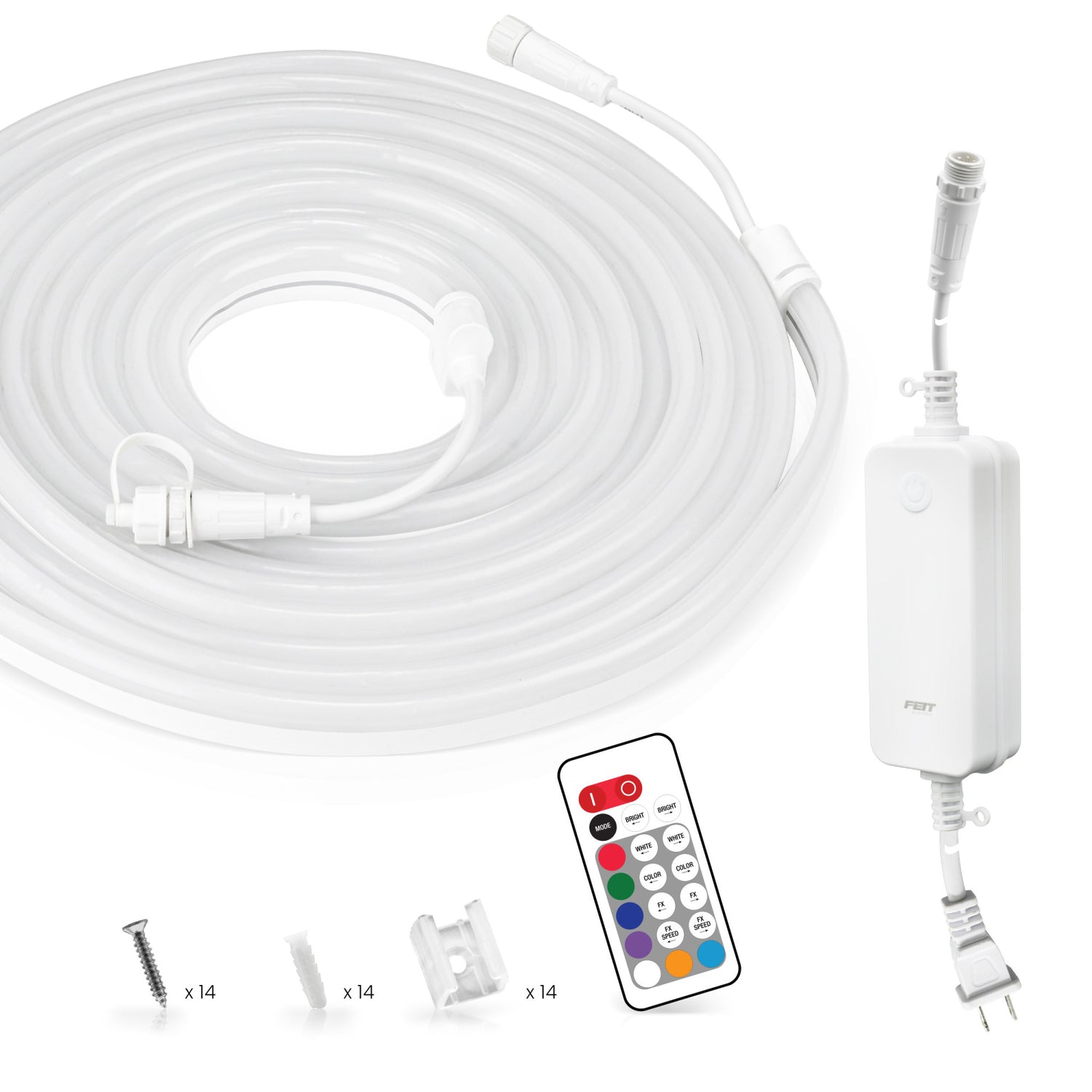 20 ft Outdoor Color & Tunable White Neon Flex Light with Remote