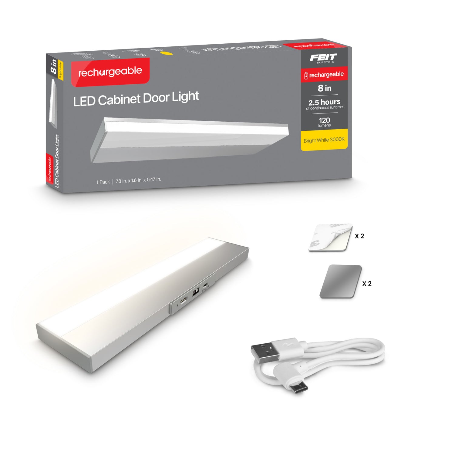 8 in. Rechargeable LED Cabinet Door Light
