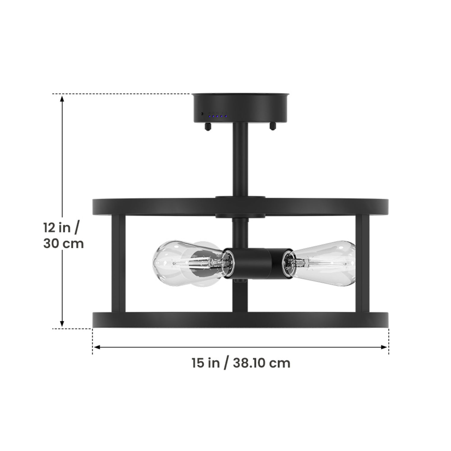 Katalyst Collection LED Semi Flush Decorative Ceiling Light Fixture Matte Black