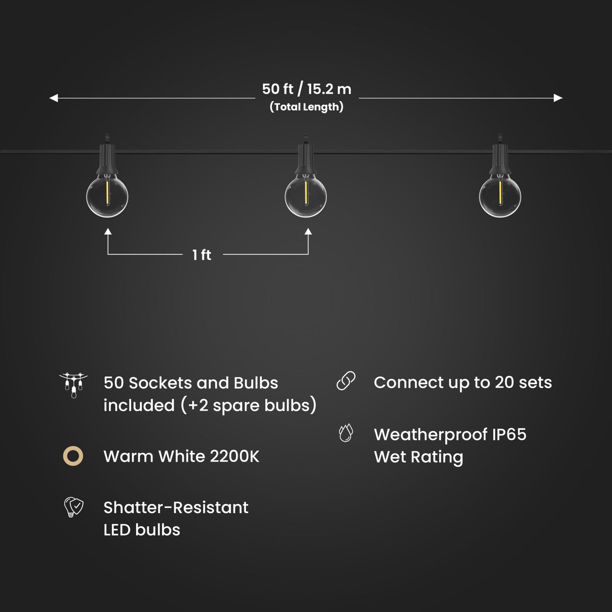 50 ft. Cafe String Lights