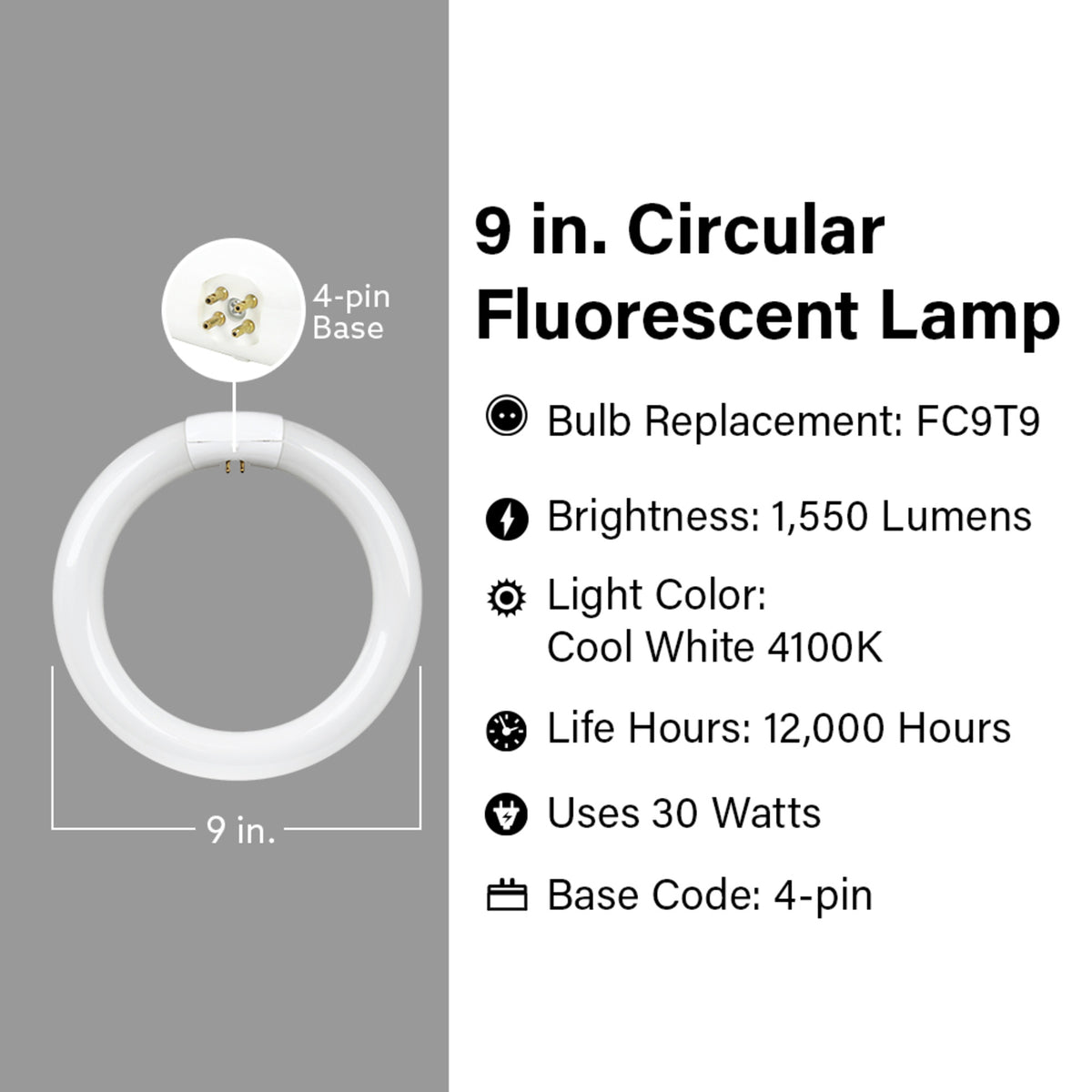 9 in. 30W Cool White (4100K) 4-Pin (T9 Replacement) Fluorescent Circular Light Tube