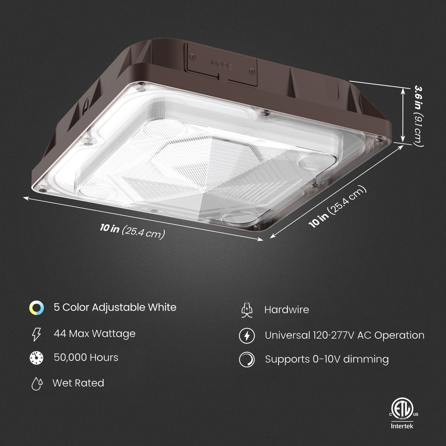 4000 Lumens Adjustable White LED Outdoor Canopy Light
