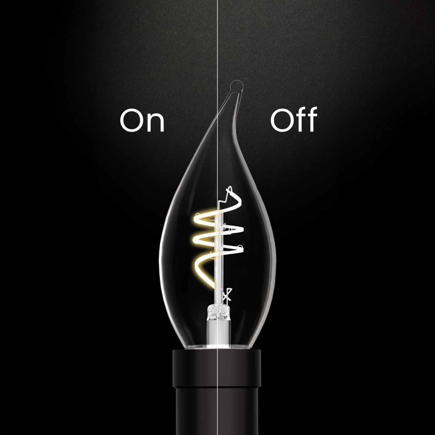 5.5W (60W Replacement) Soft White (2700K) E12 Base BA11 Flame Tip 3-Level Dimming White Filament Bulb (3-Pack)