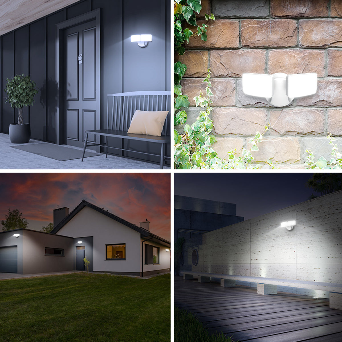 28W White Outdoor Dual Head Integrated LED Flood Light