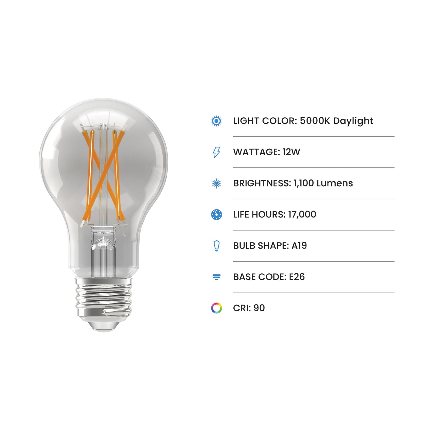 12W (75W Replacement) Daylight (5000K) Medium E26 Base A19 Enhance Dimmable Clear General Purpose LED Light Bulb (4-Pack)