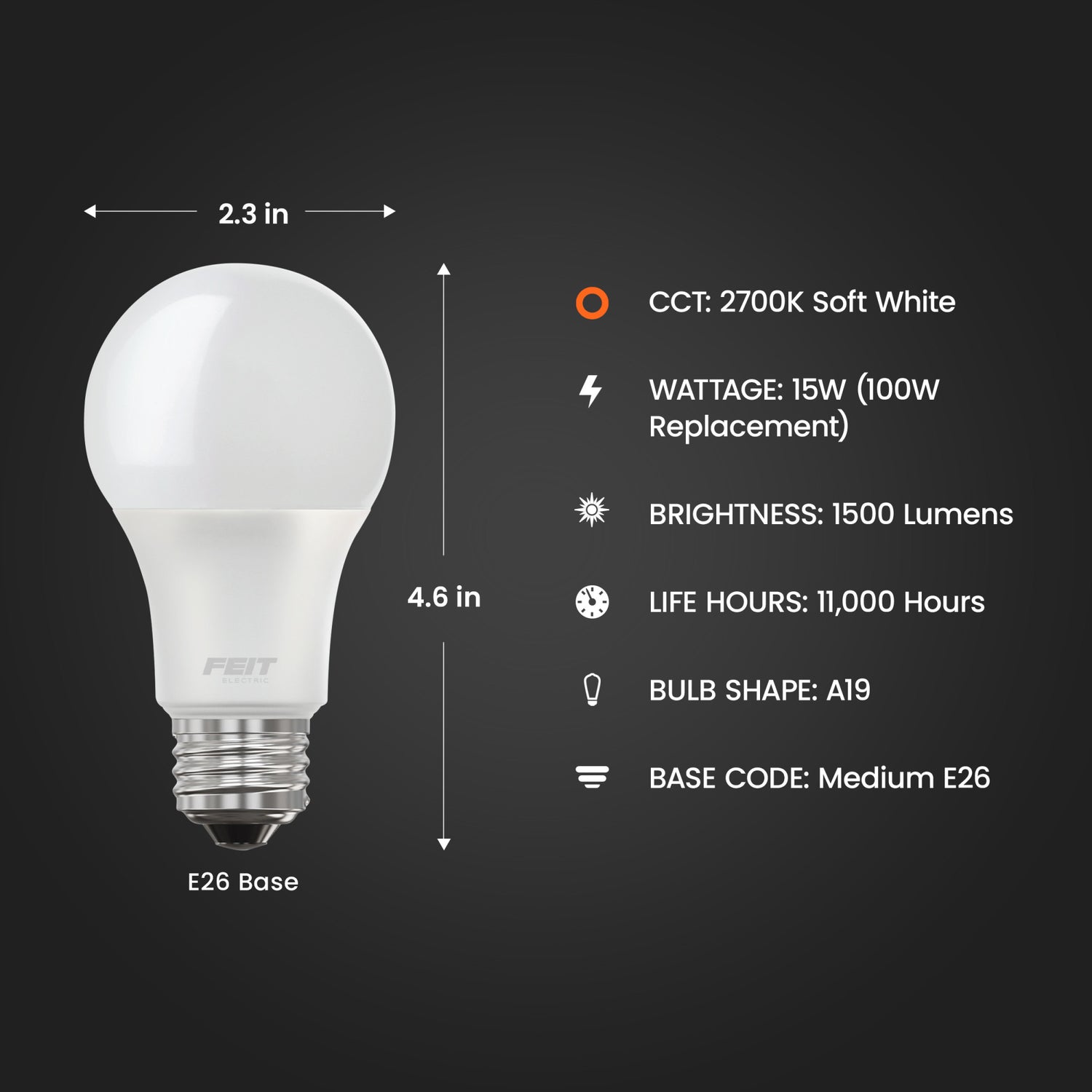 15W (100W Replacement) Soft White (2700K) A19 General Purpose LED (4-Pack)