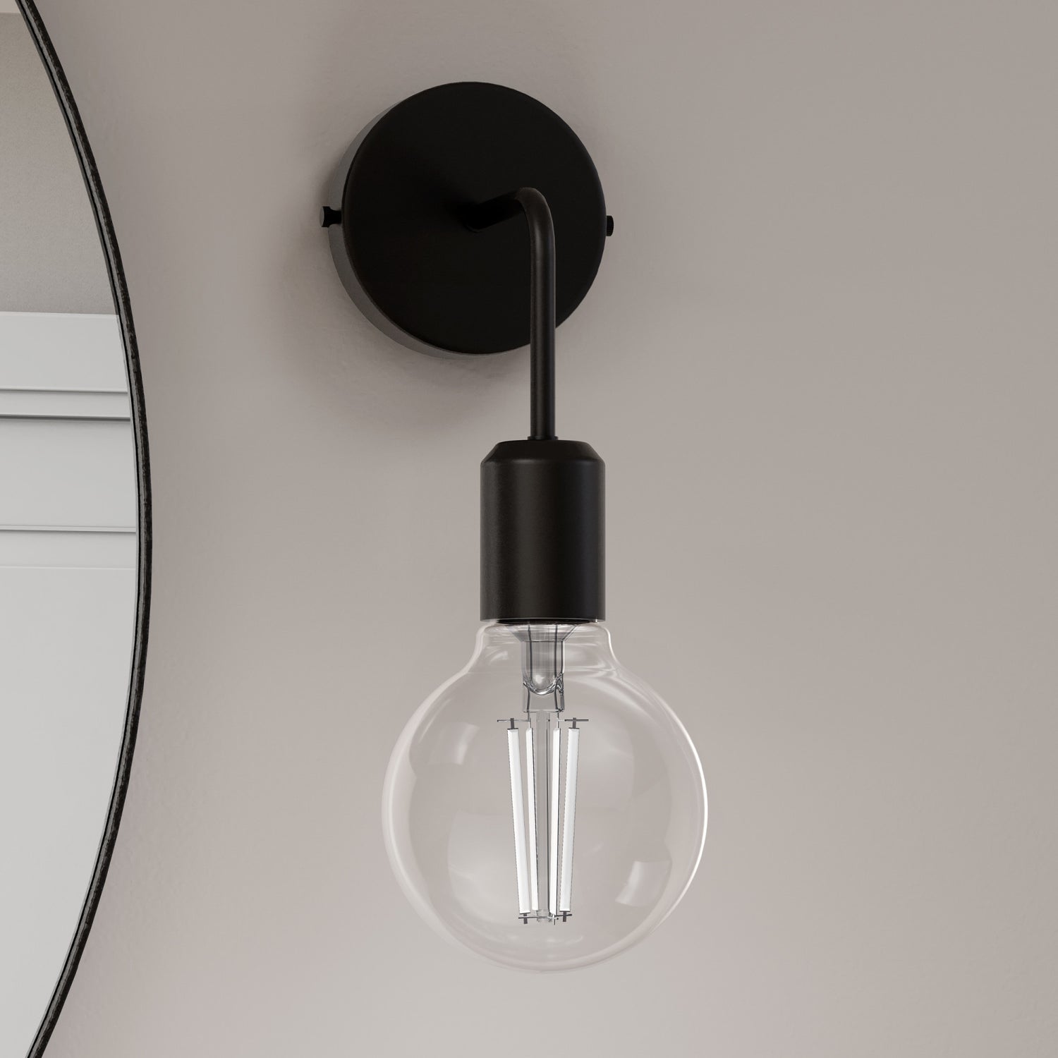5.5W (60W Replacement) True White (3500K) Globe Shape (E26 Base) Exposed White Filament LED Bulb (3-Pack)