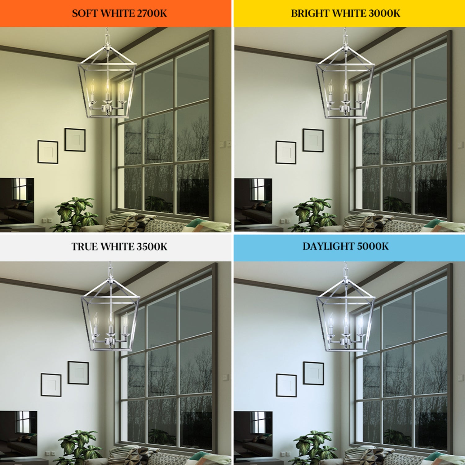 5.5W (60W Replacement) Soft White (2700K) B10 Shape (E12 Base) LED Flame Tip Exposed White Filament Bulb (4-Pack)