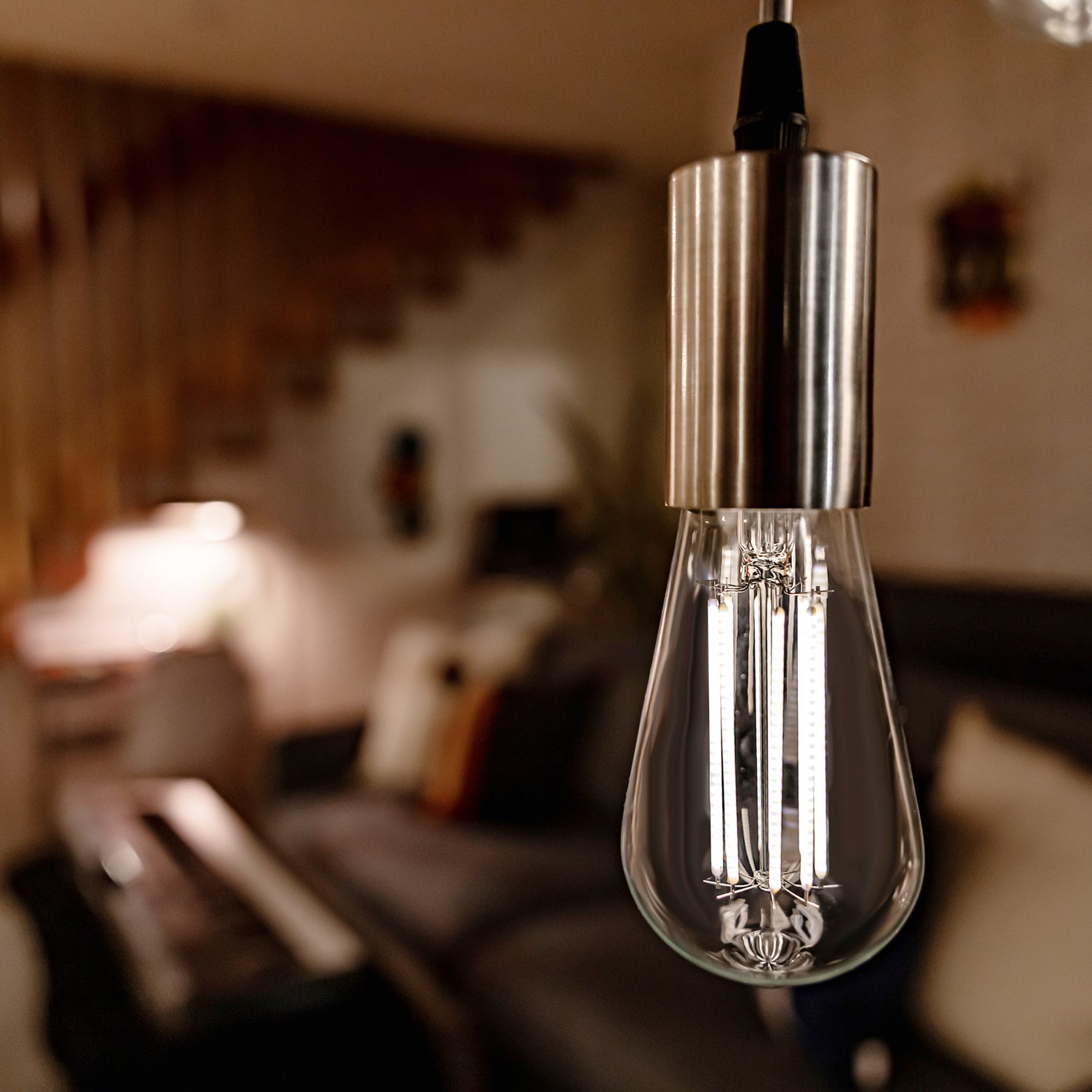 8.8W (60W Replacement) Soft White (2700K) ST19 Shape (E26 Base) LED Exposed White Filament Bulb