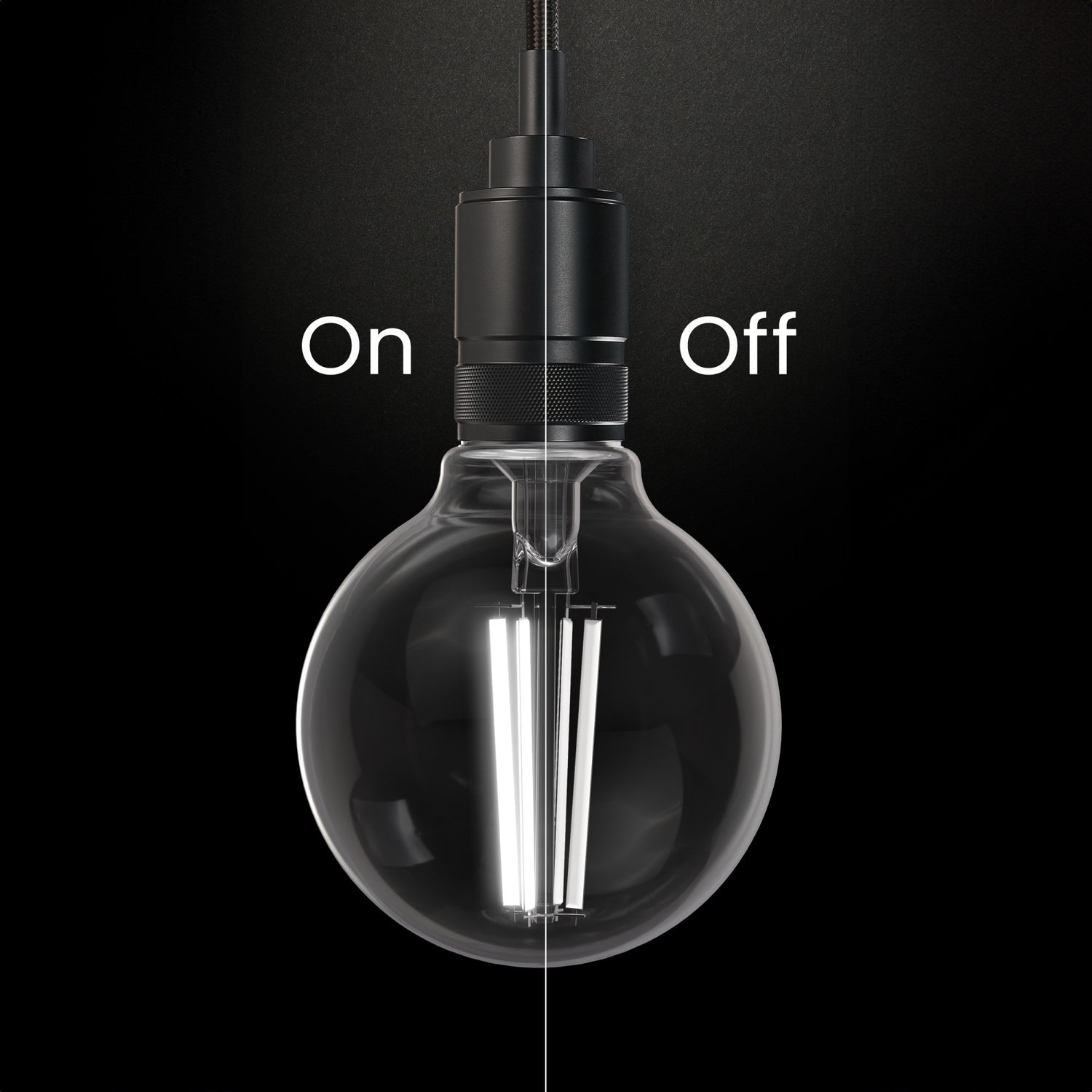 5.5W (60W Replacement) True White (3500K) Globe Shape (E26 Base) Exposed White Filament LED Bulb (3-Pack)
