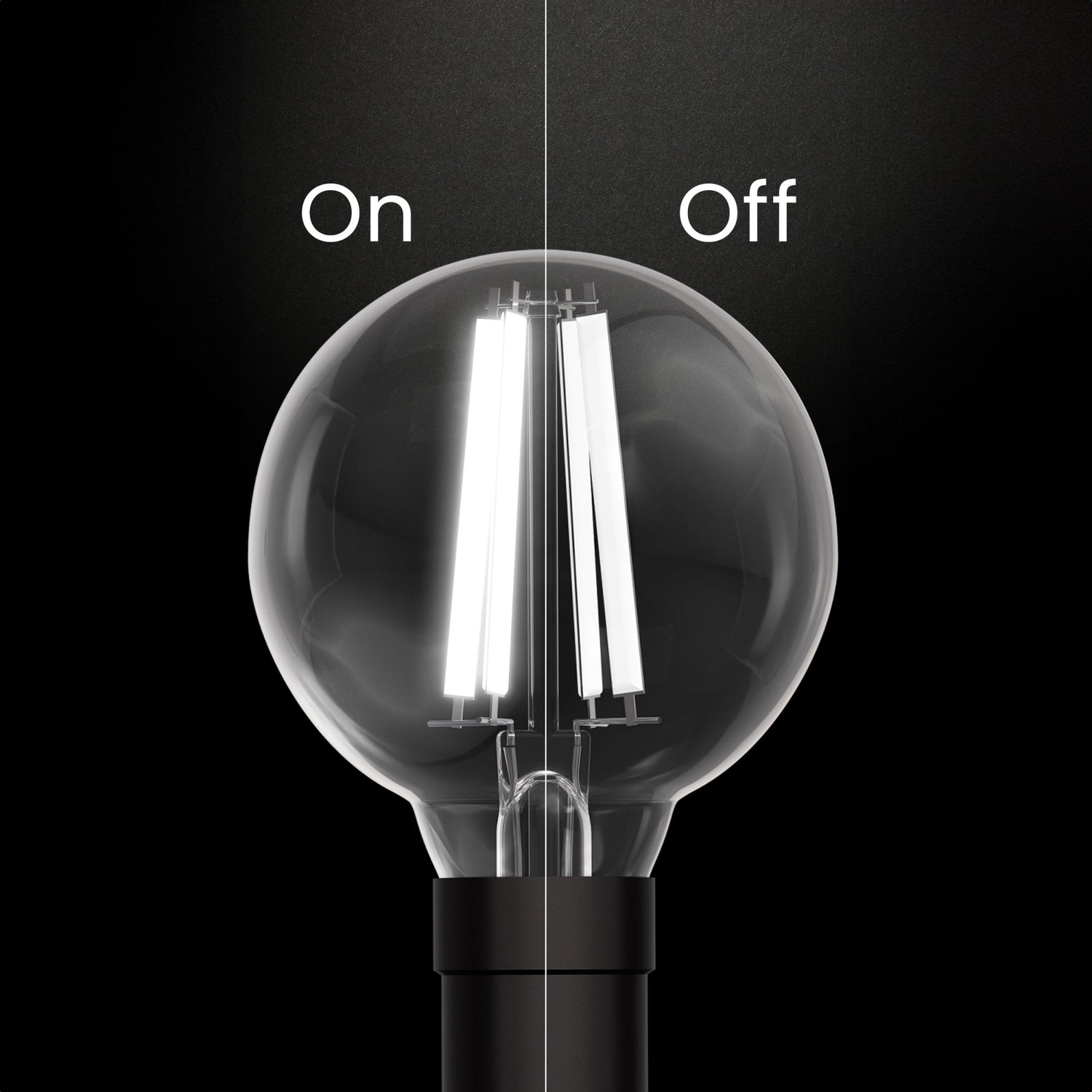 5.5W (60W Replacement) True White (3500K) G16 1/2 Globe Shape (E12 Base) Exposed White Filament LED Bulb (2-Pack)