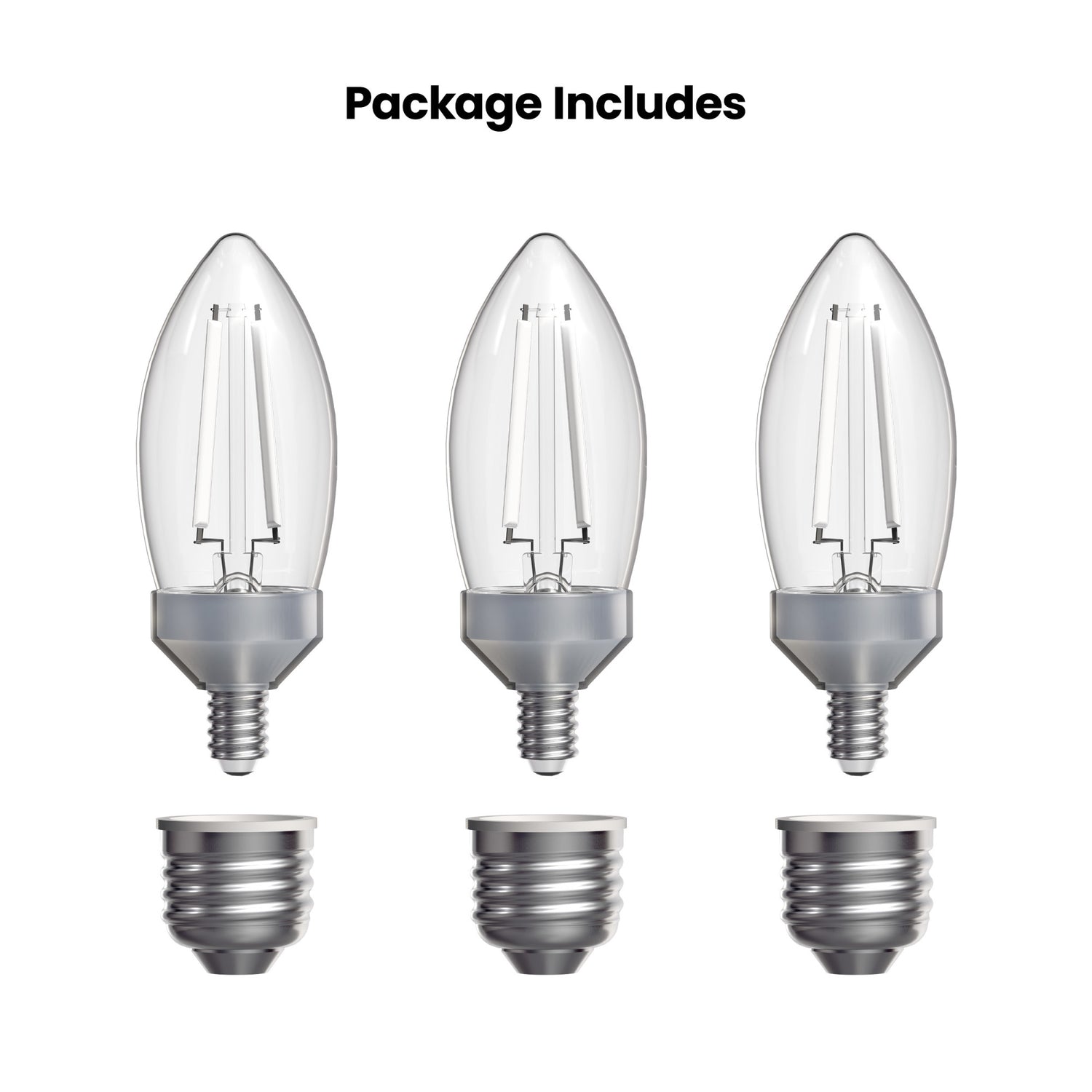 5.5W (60W Replacement) Daylight (5000K) E12/E26 Base B10 Dimmable Dusk to Dawn Torpedo Tip White Filament LED Bulb (3-Pack)