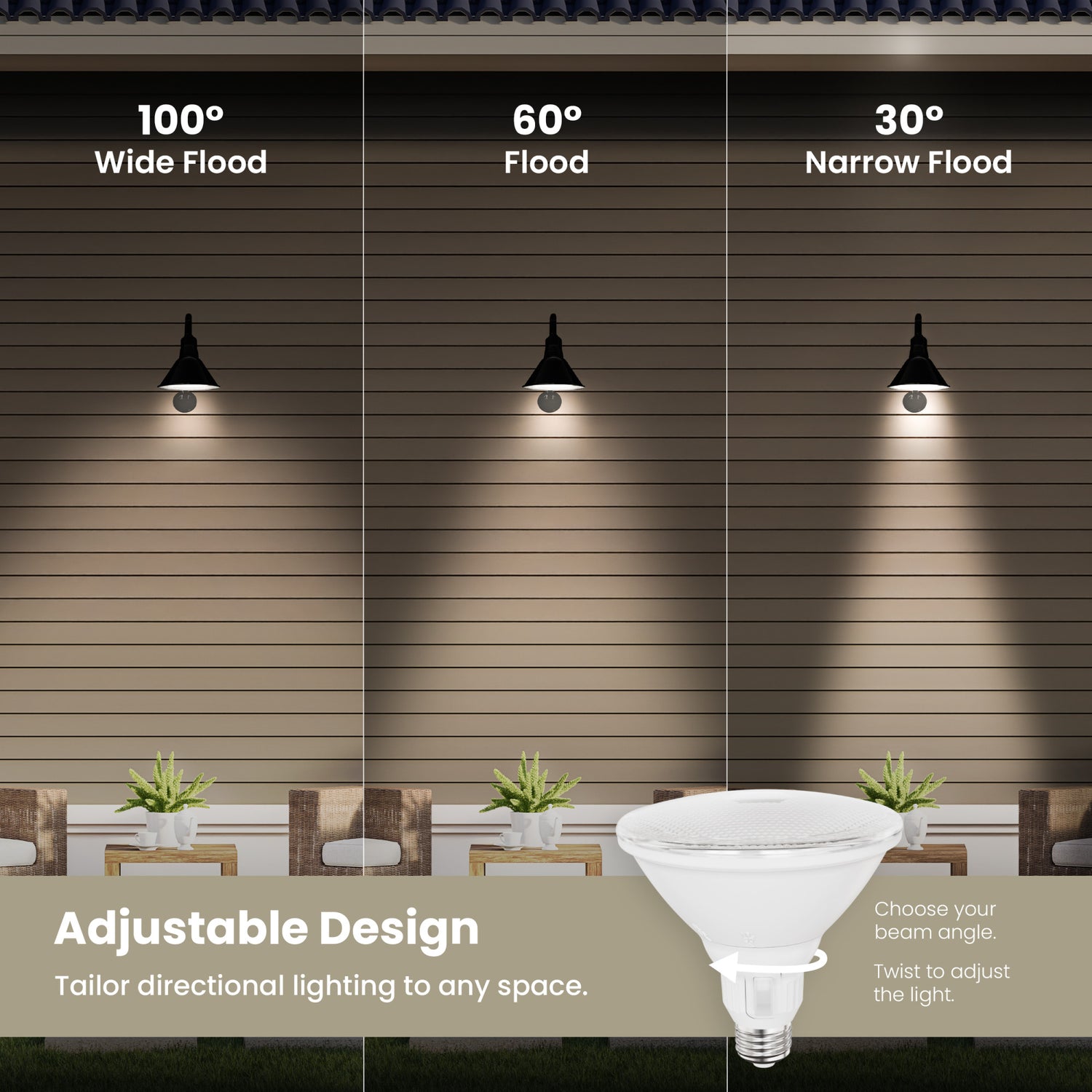 10.5W (90W Replacement) Adjustable White E26 Base PAR38 Dimmable Beam Choice Enhance LED Bulb