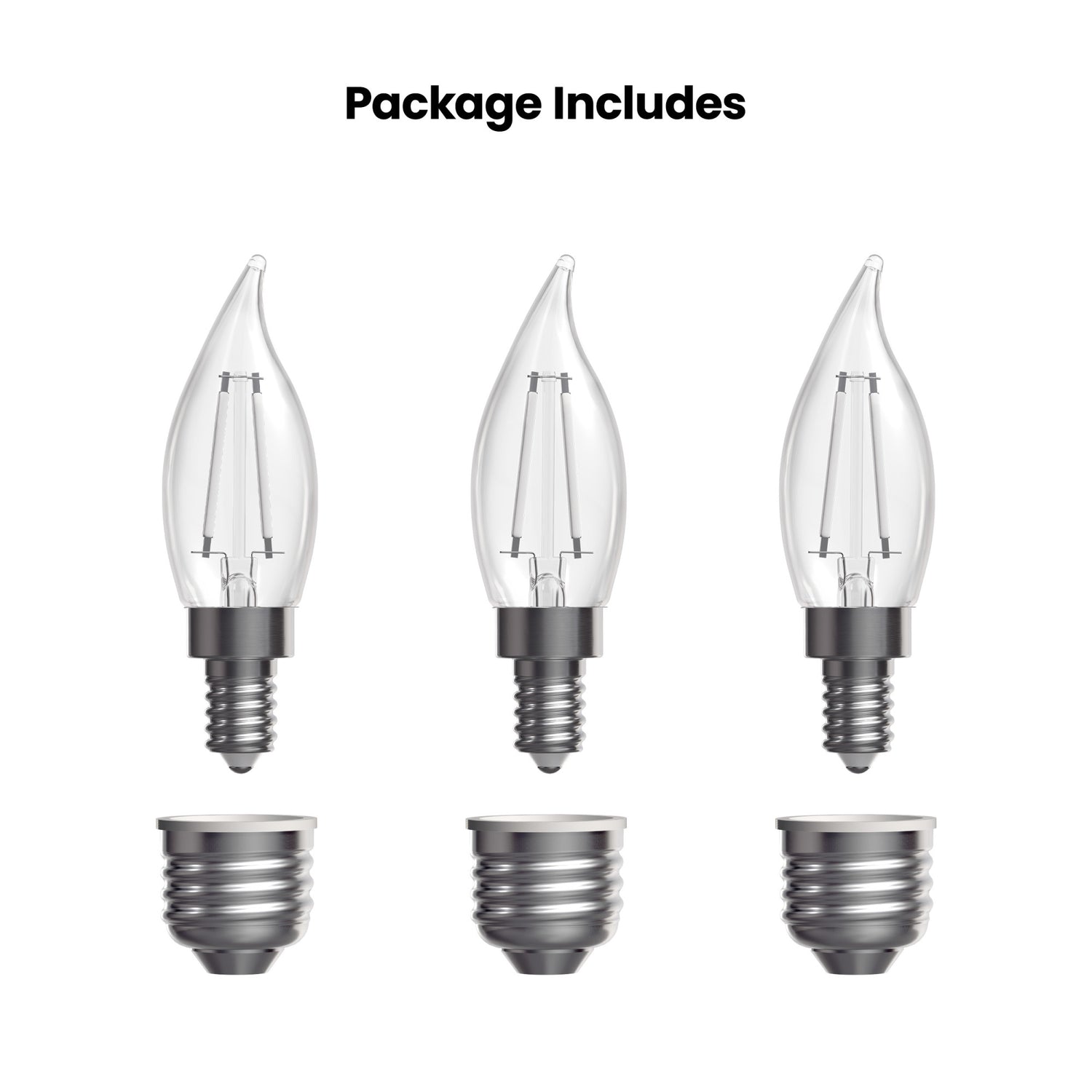 10W (100W Replacement) Soft White (2700K) E12/E26 Base BA10 Dimmable Flame Tip White Filament LED Bulb (3-Pack)