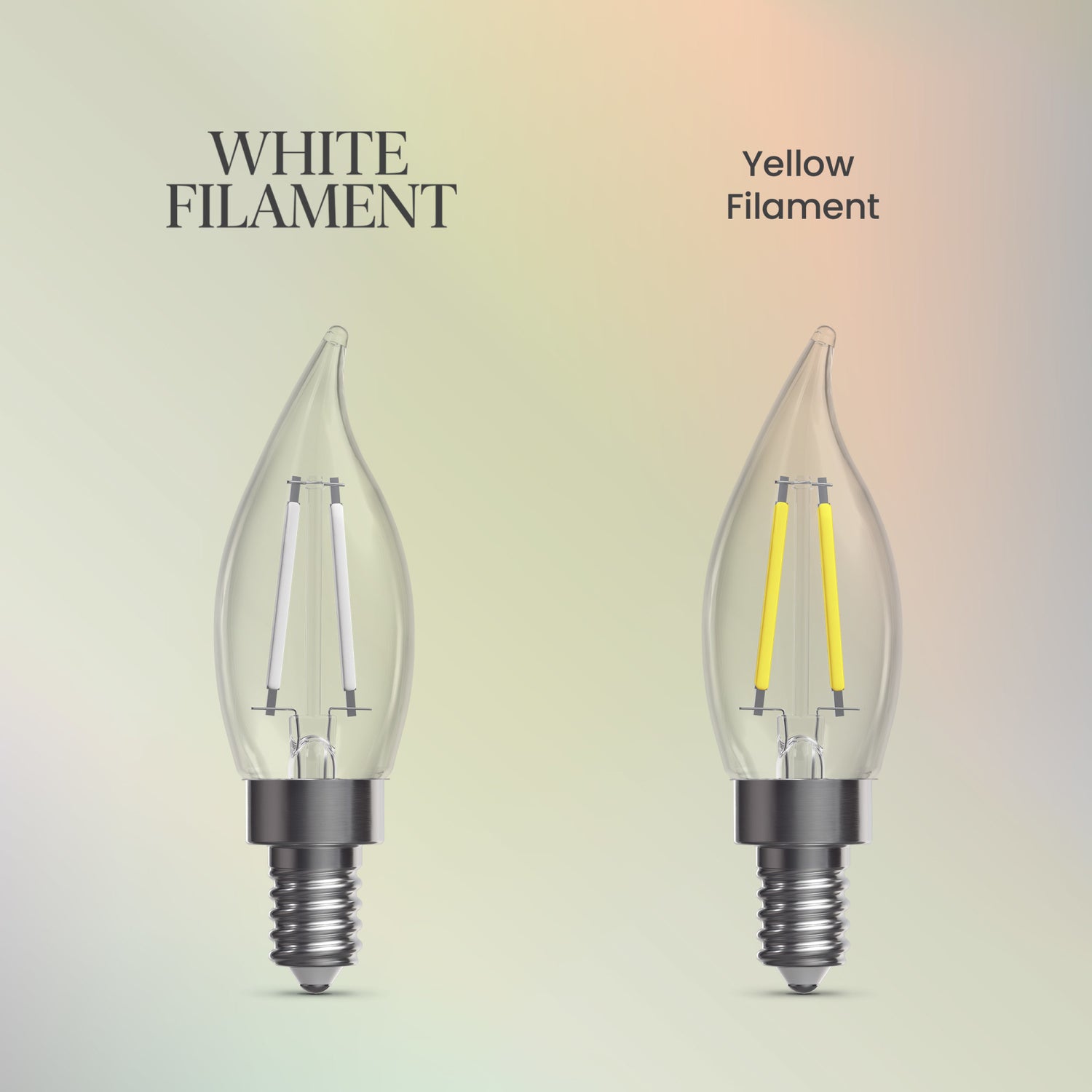 2.2W (25W Replacement) True White (3500K) E12 Base BA10 Flame Tip White Filament LED Bulb (3-Pack)