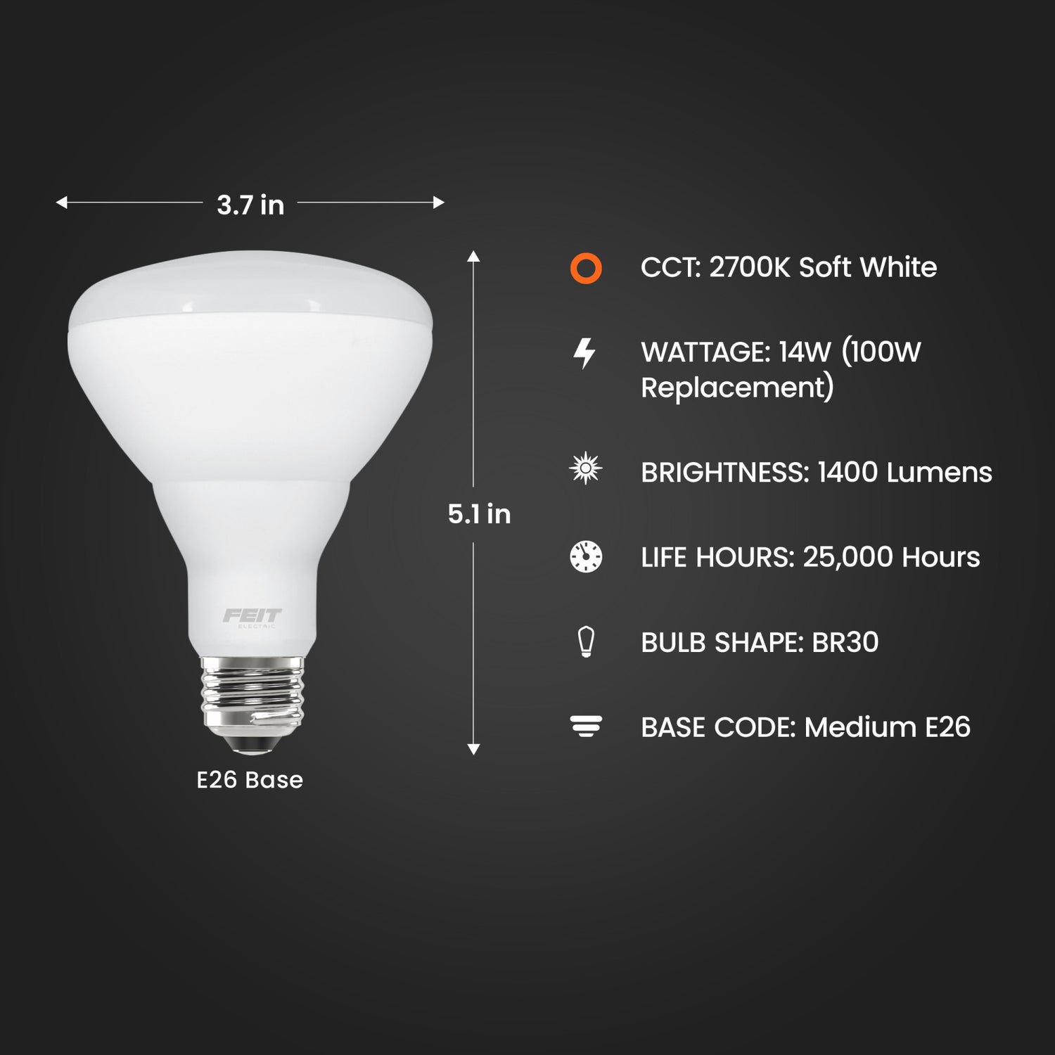 14W (100W Replacement) Soft White (2700K) E26 Base BR30 Dimmable Enhance LED